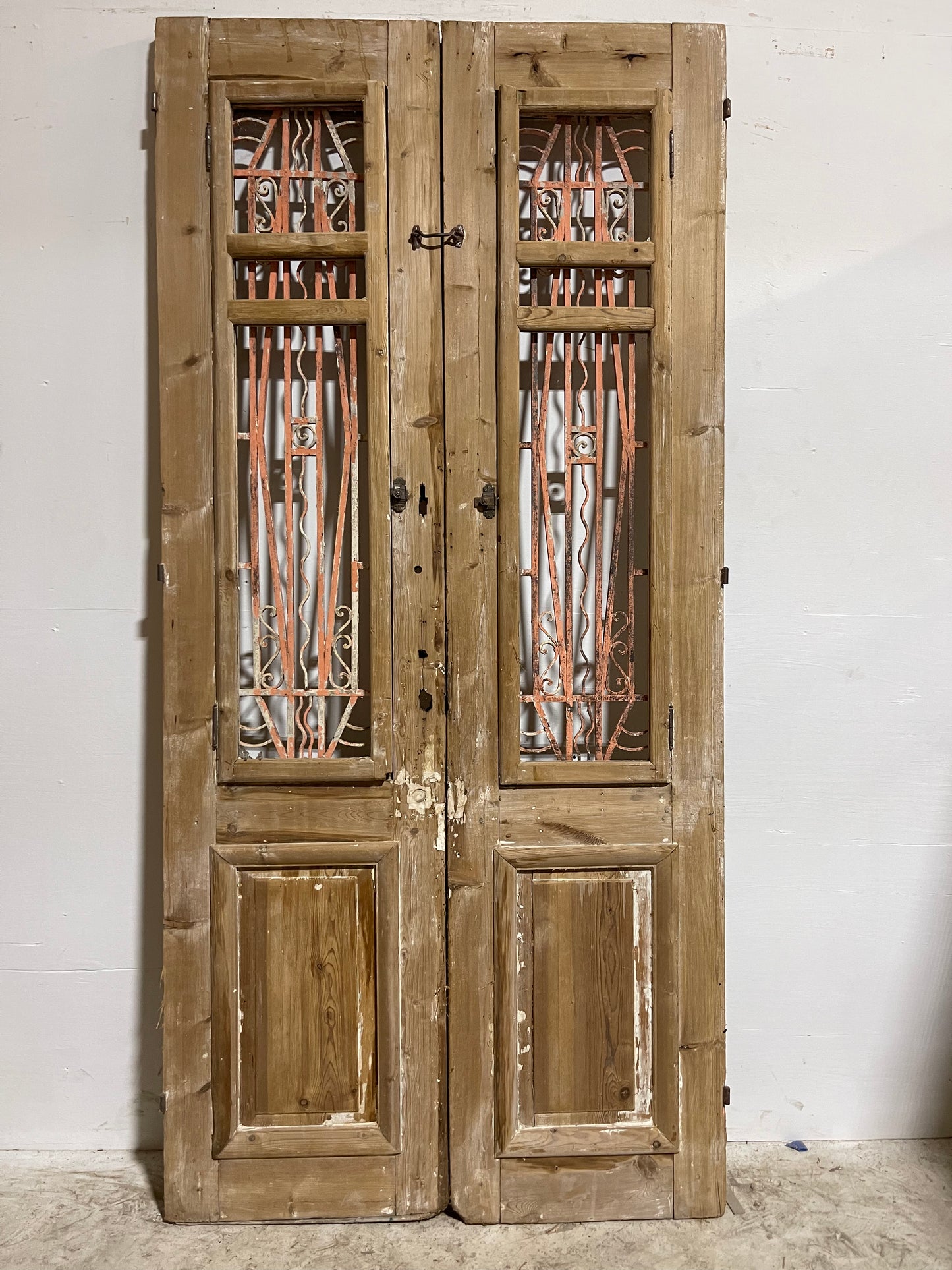 Antique French Panel Door with Metal (94.25x44.50) J109