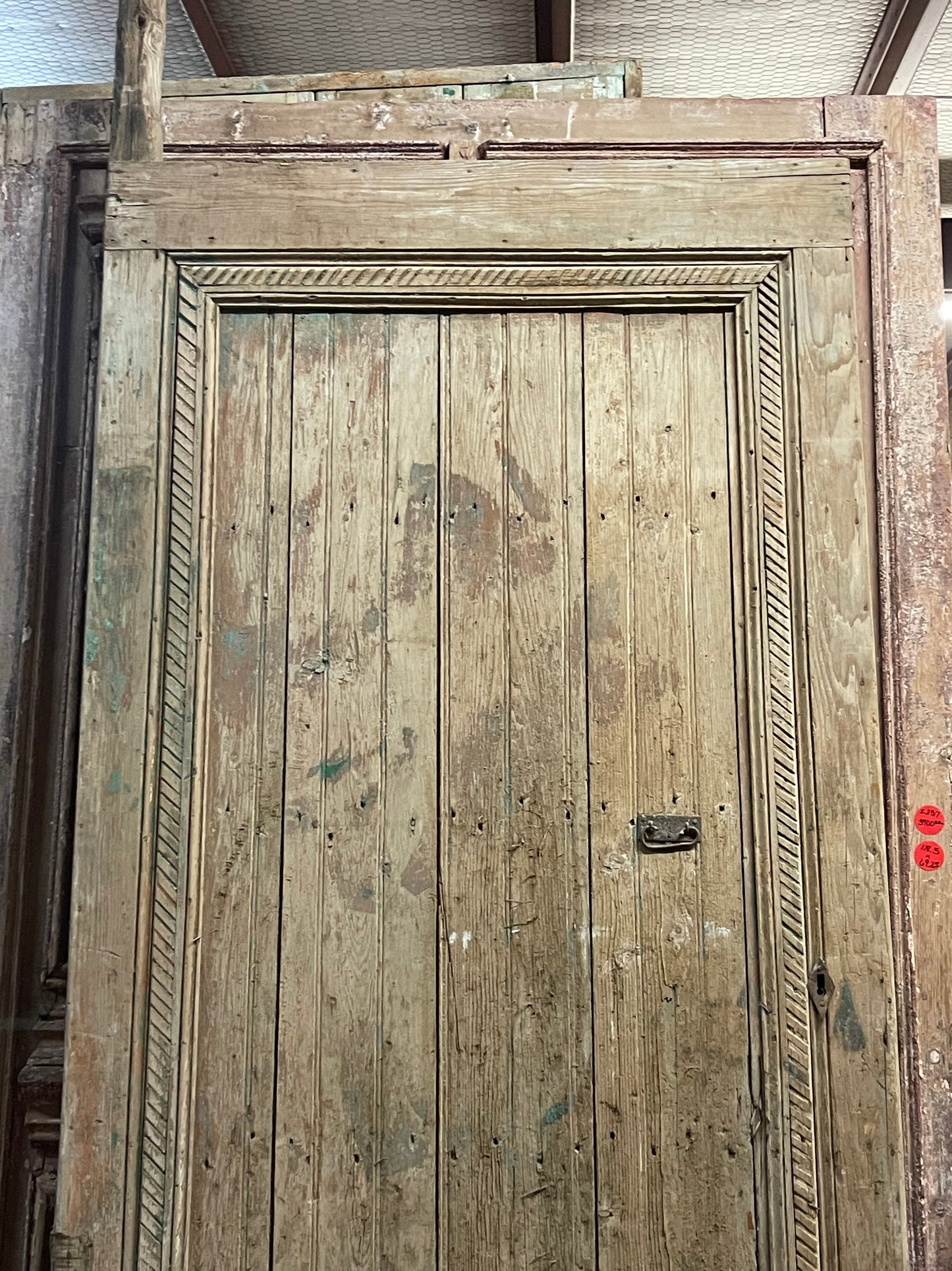 Antique French Panel Door with Carving (113.25x50.75) J060