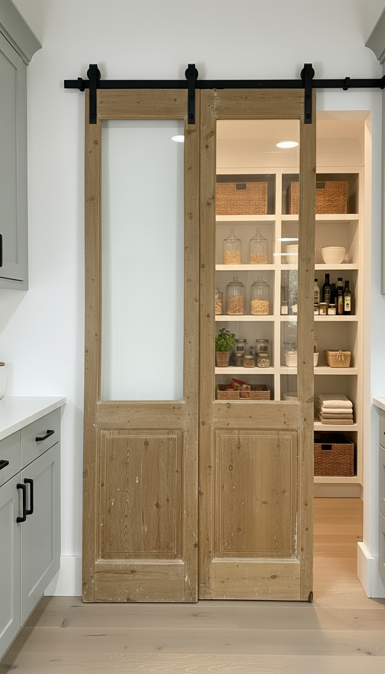 Antique French panel doors with Glass (98x46) P139