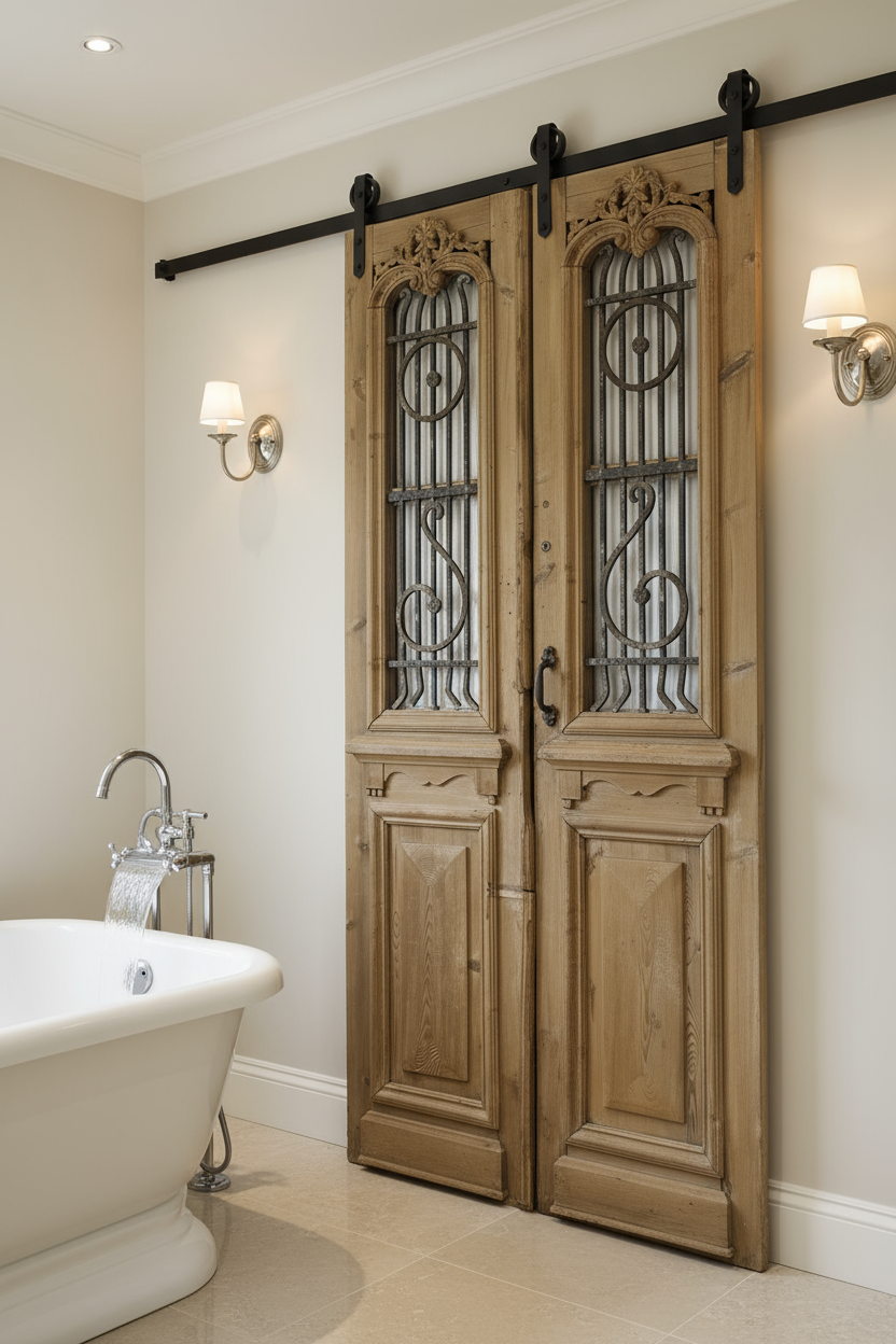 Antique French panel doors with Metal (94x44.5)P77