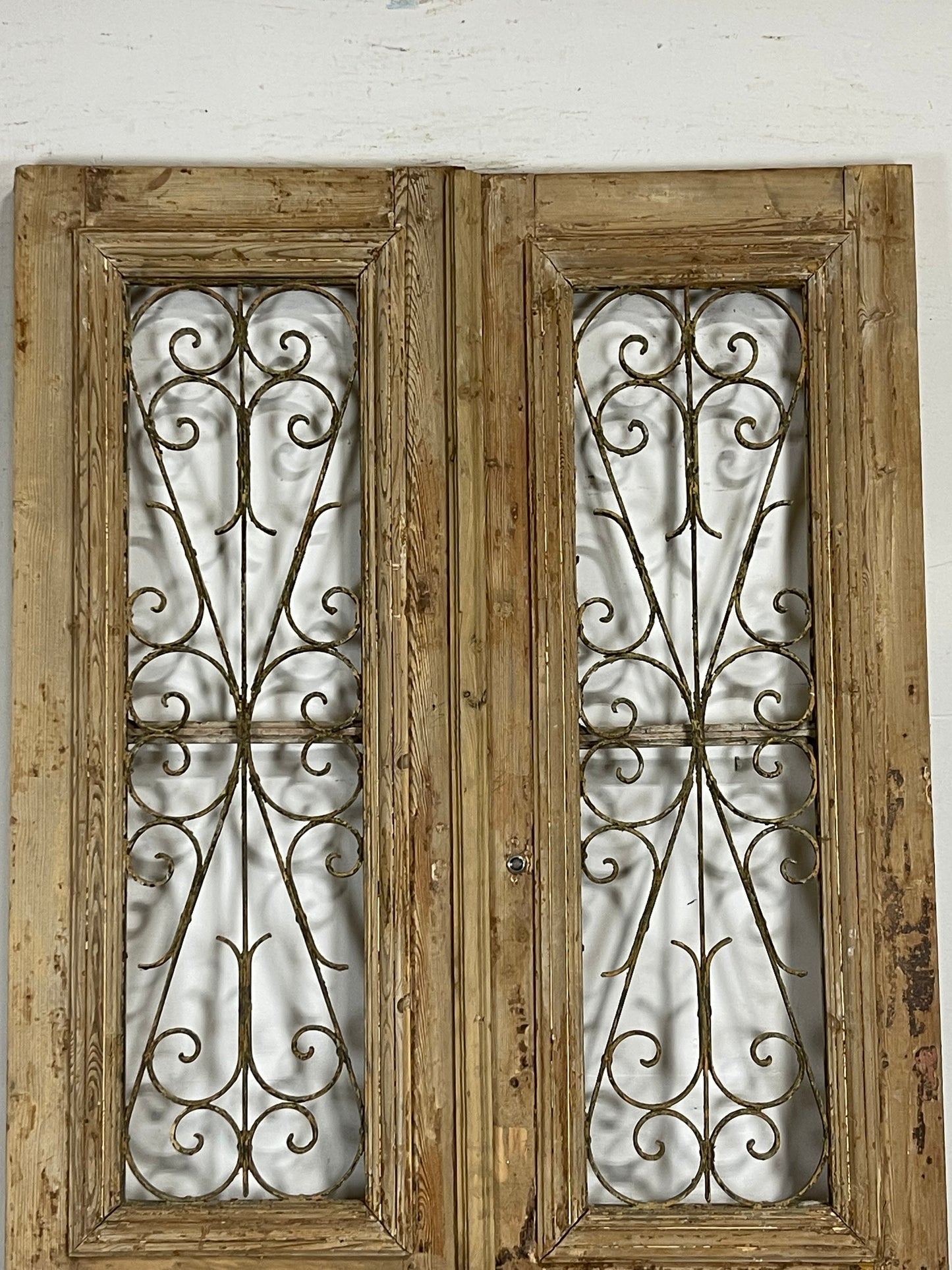 Antique French Panel Doors with Metal ( 96.25x 47.5) M061