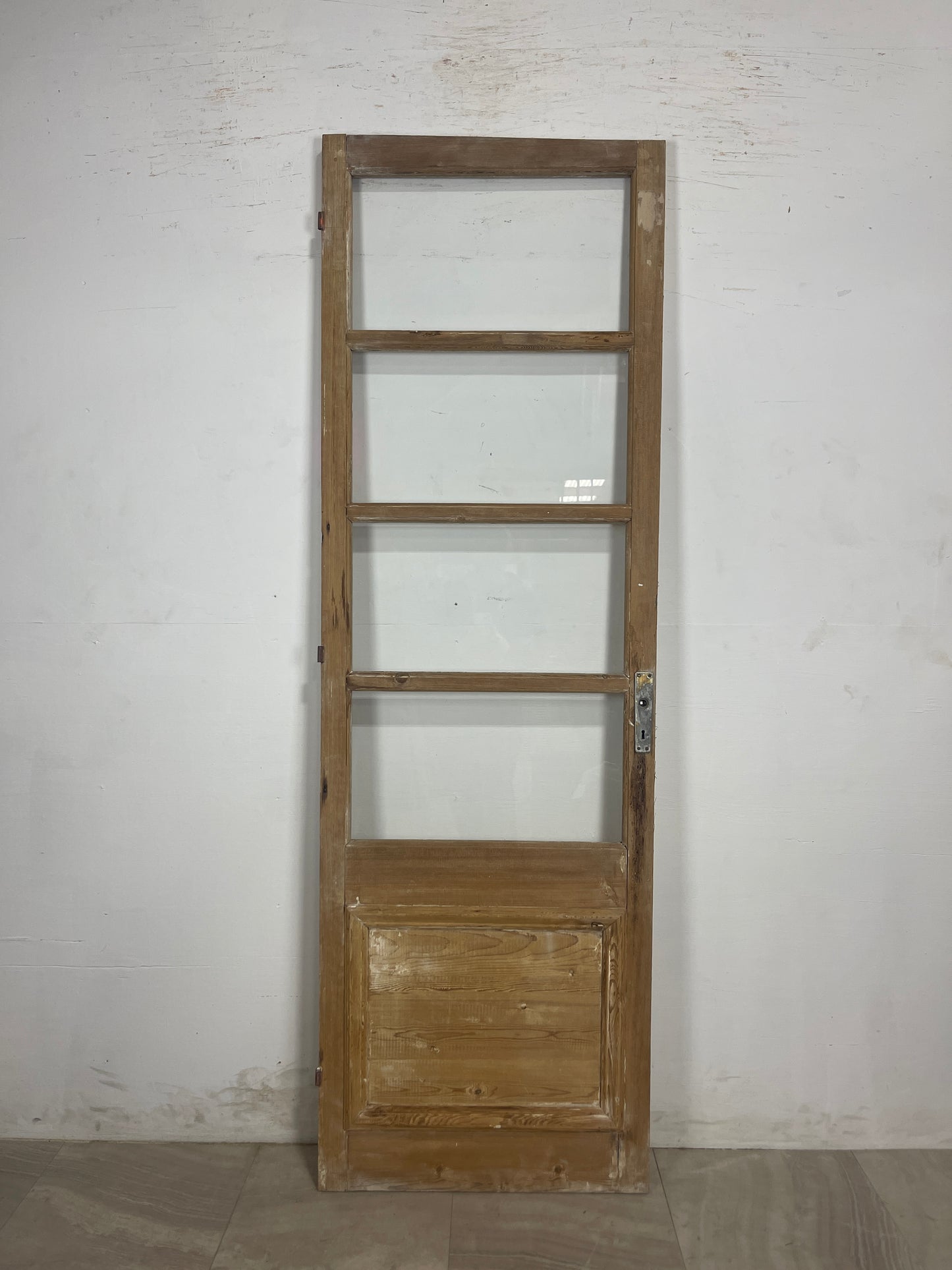 Antique French Panel Door with Glass ( 88.5 x 28.25) N184