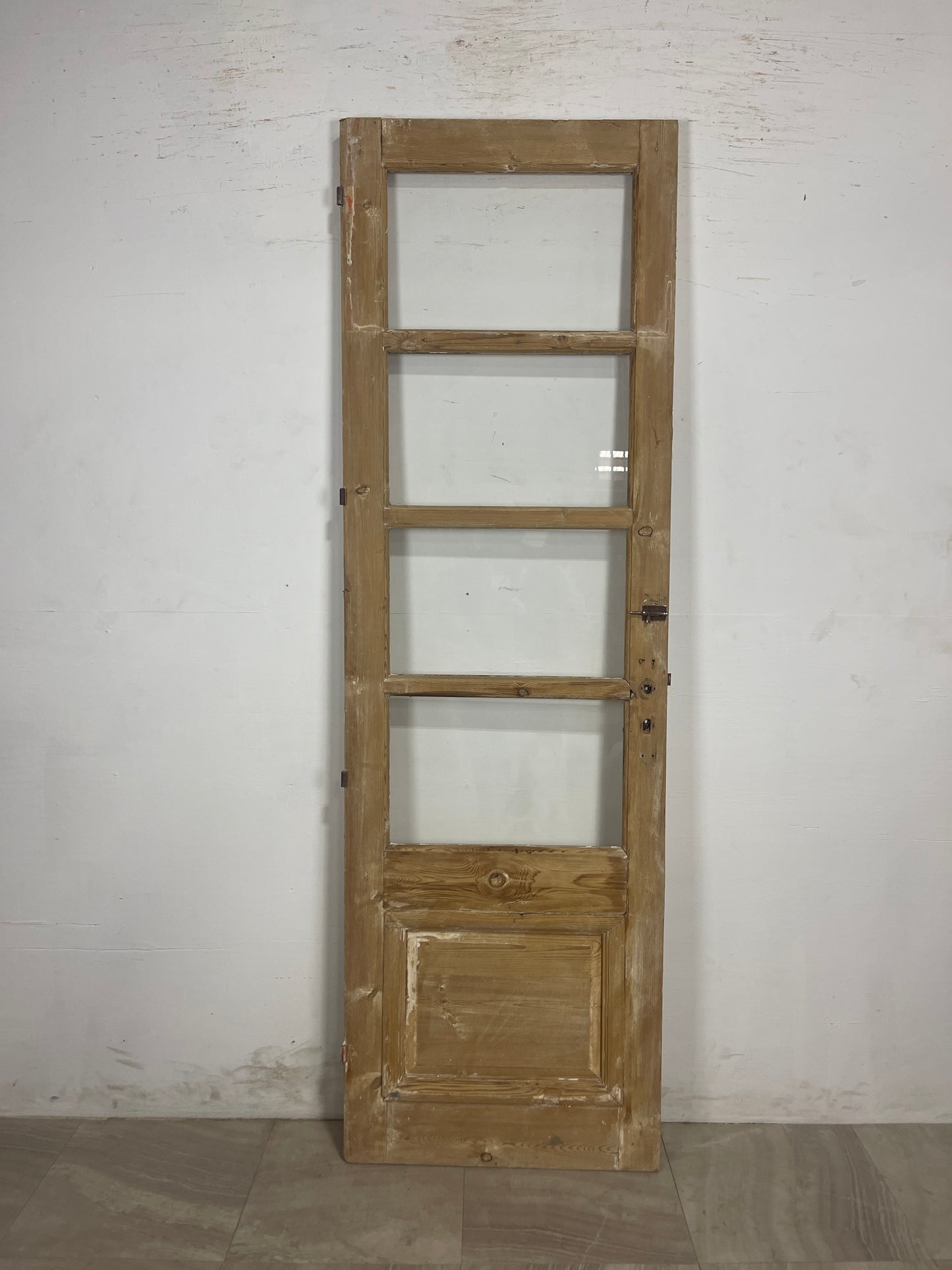 Antique French Panel Door with Glass (88.5 x 27.5) N183