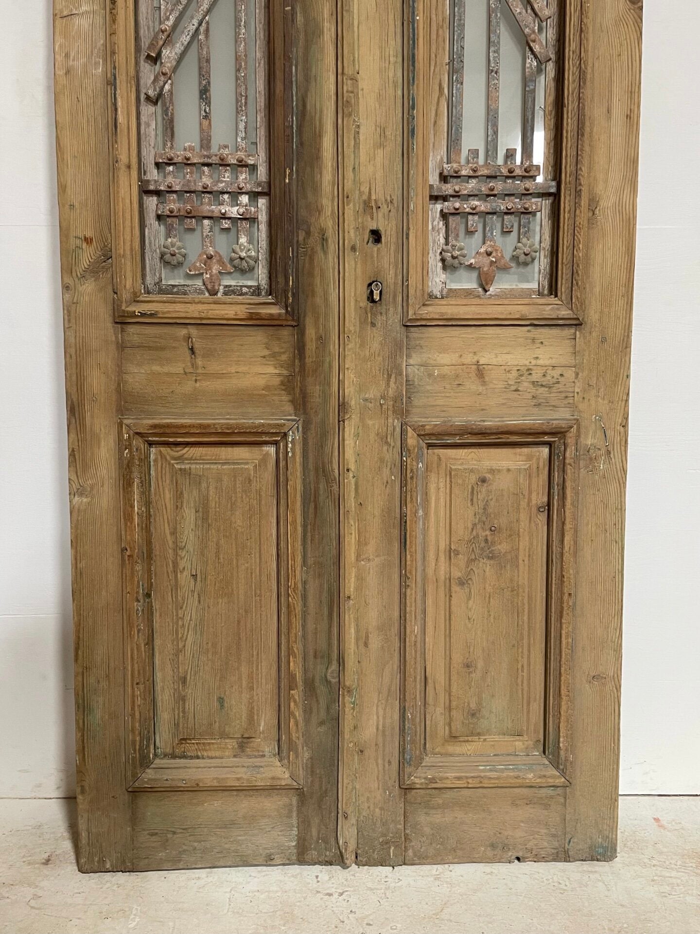 Antique French door (96.5x40) with metal E1078