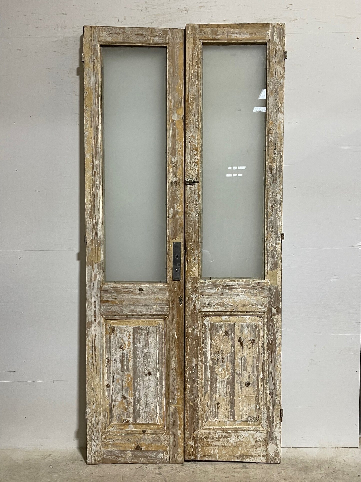Antique French Panel Doors with Glass (97.25x 44) I018