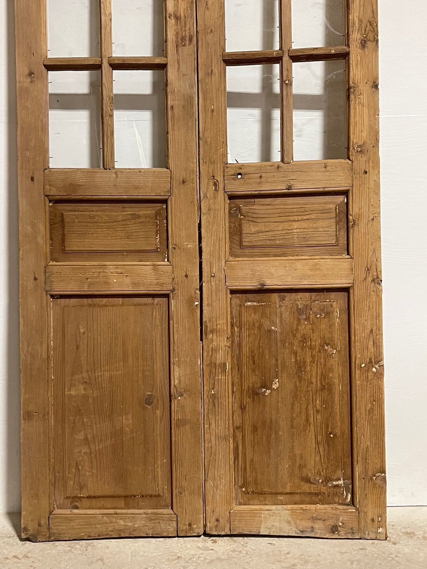 Antique French panel doors with glass (94 x 40.5) I068