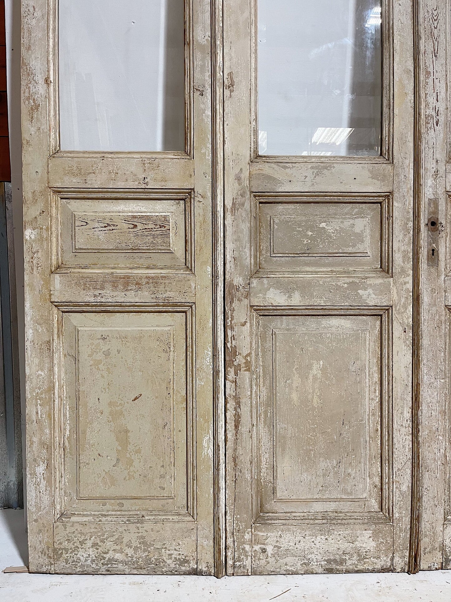 Antique French doors (96.5x99.5) with glass, 4 piece set E1126