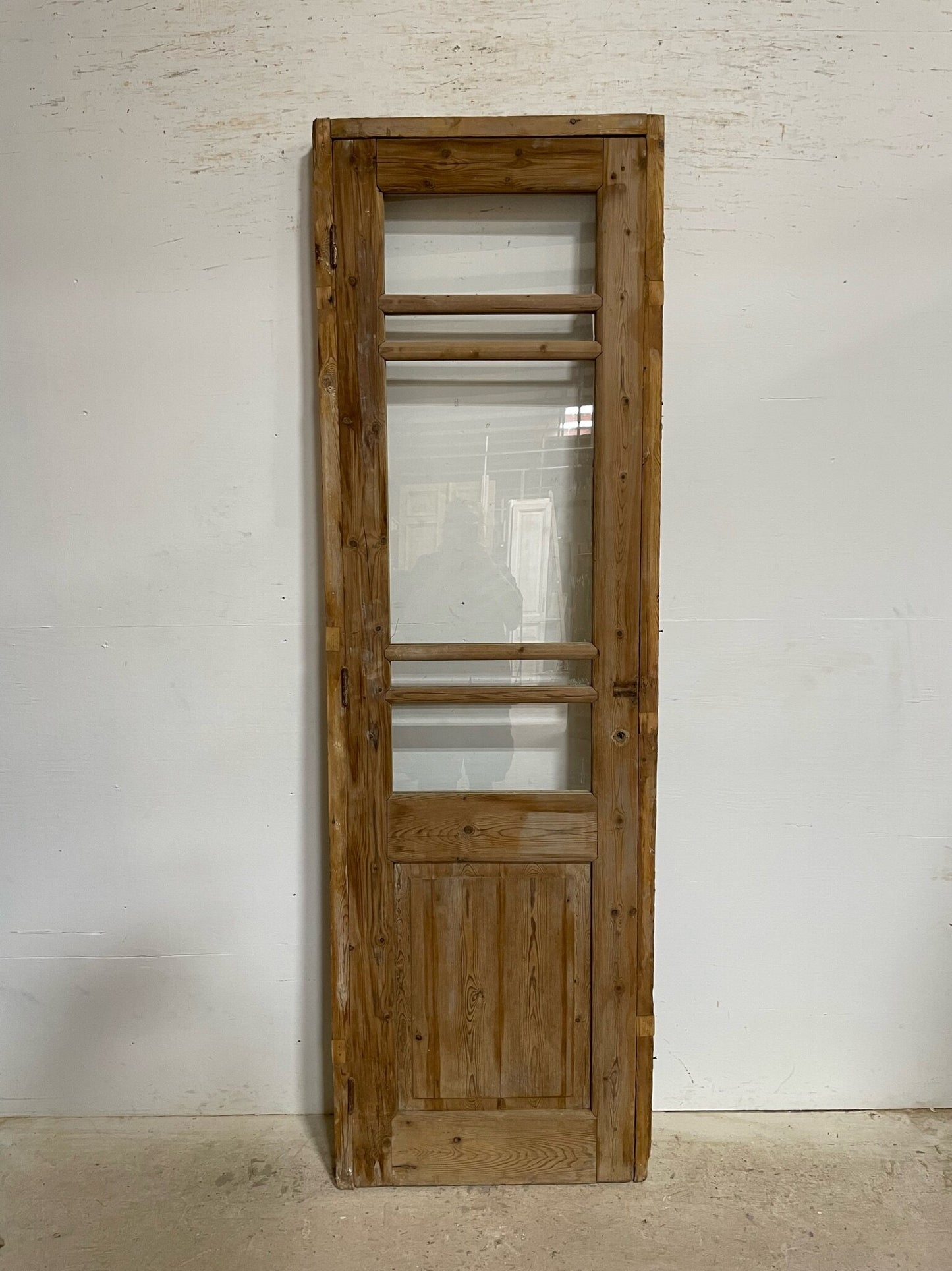 Antique French door (frame 88.25x27.5, door 86.5x24.5) with glass F0628