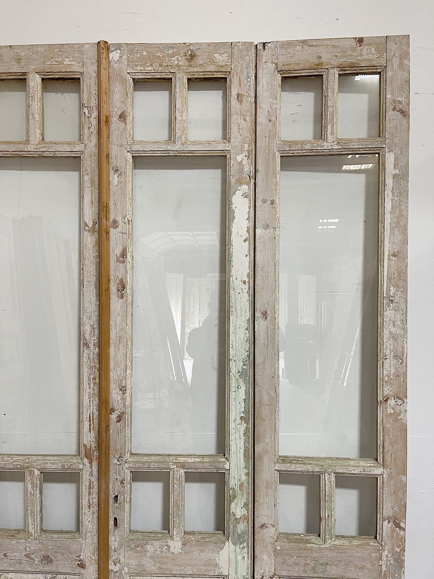 Antique French doors (99x76) with glass, 4 piece set E1122