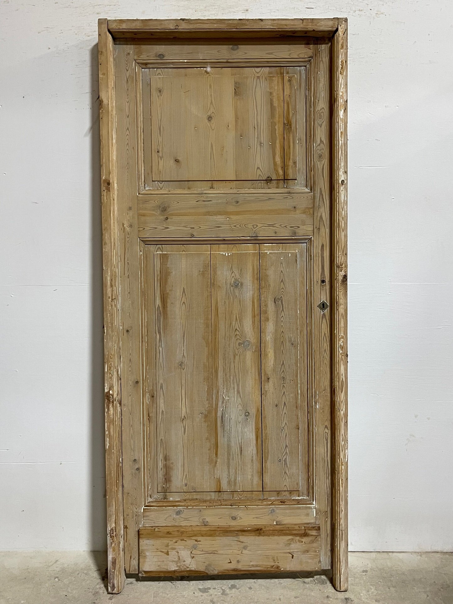 Antique French panel door in frame (d 85.25x34.5) (f 87x37.5) I212