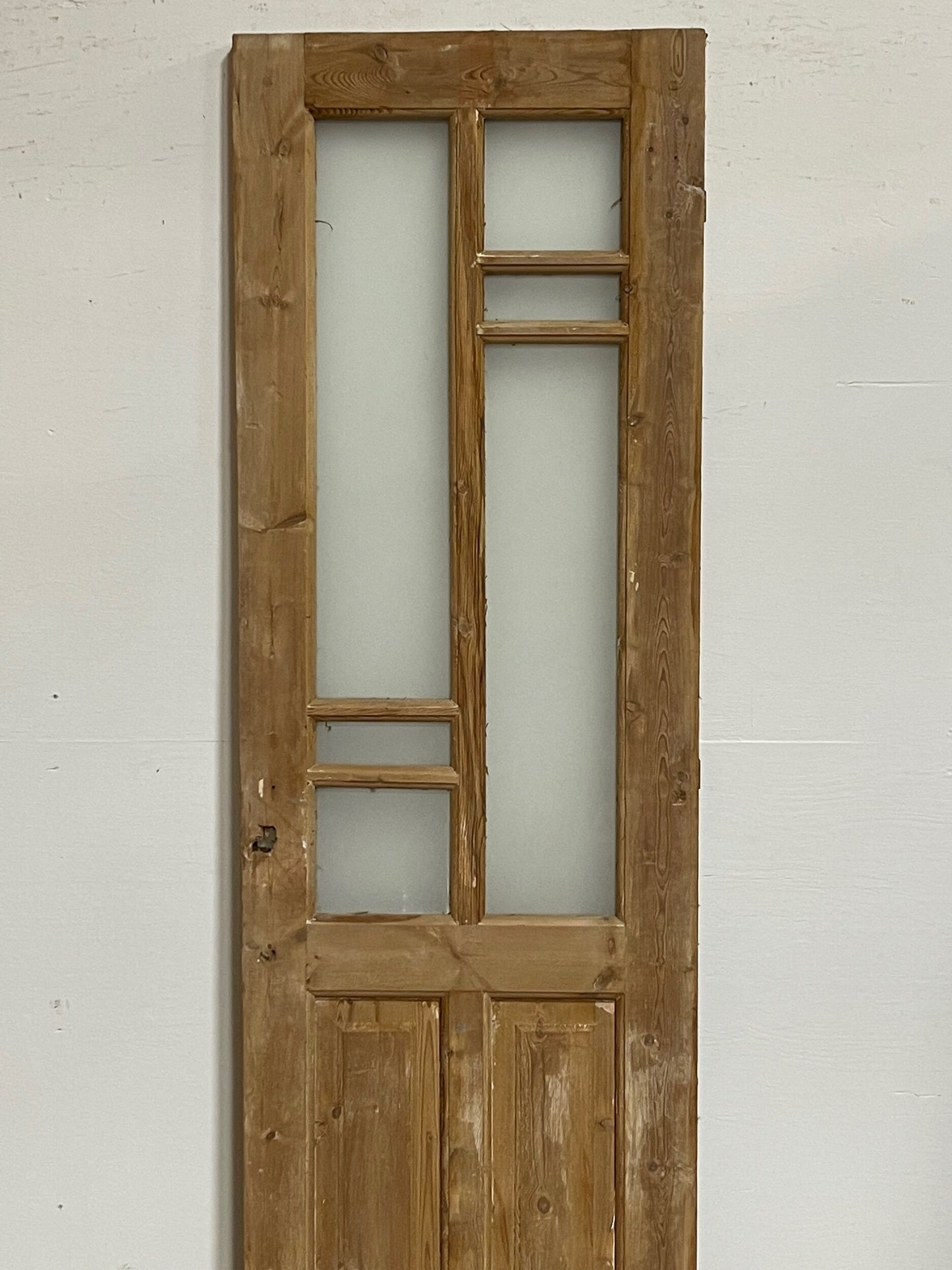 Antique French panel door with glass (85x24) I215
