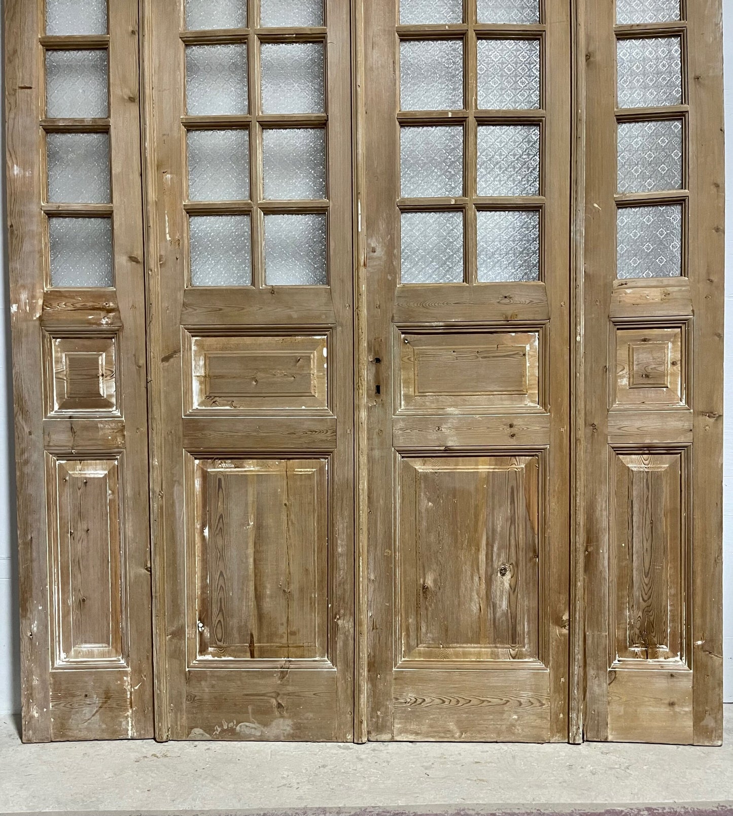 Antique French panel doors with glass (97 x 75.5) I065