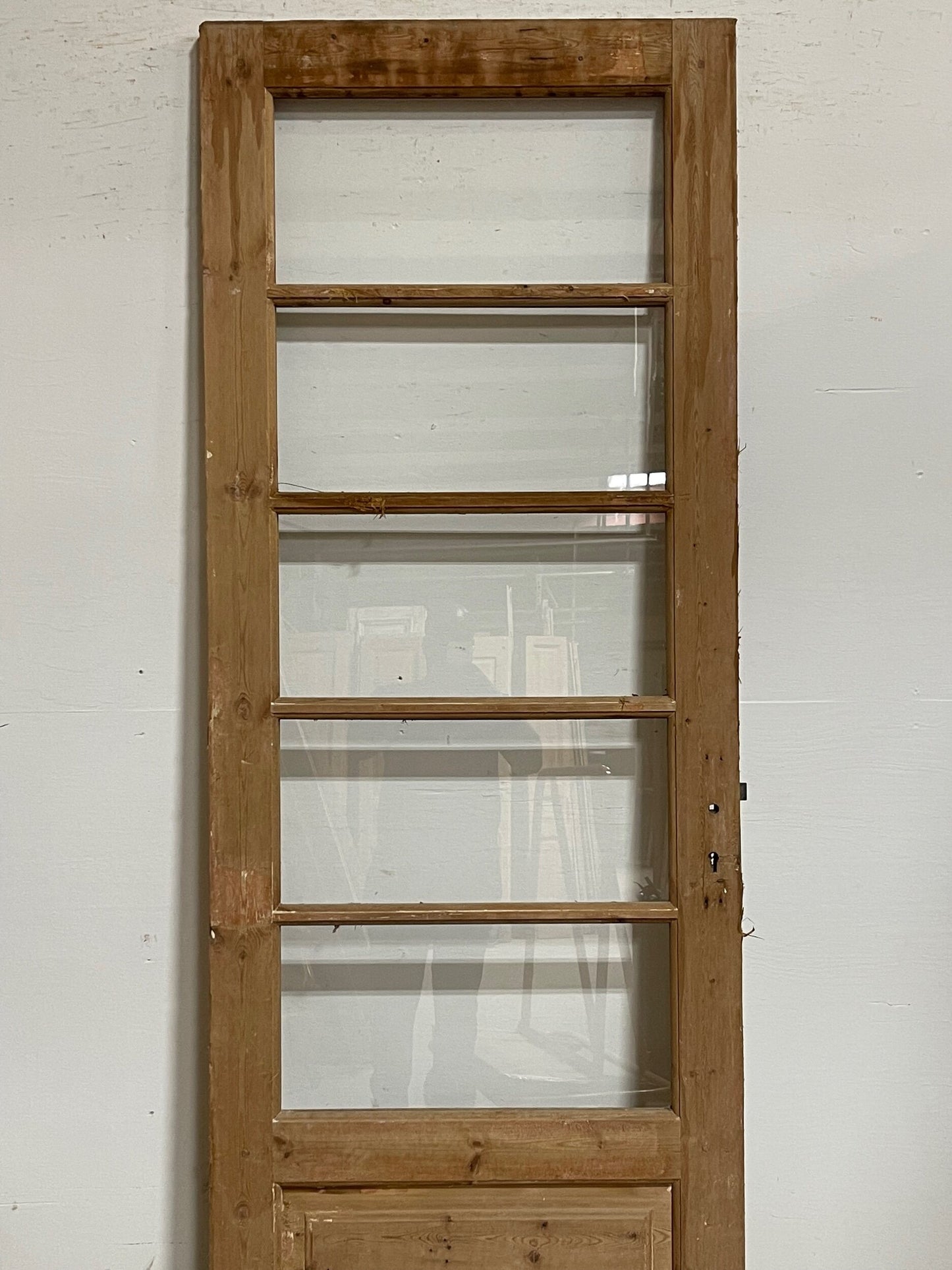 Antique French panel door with glass (89x31.25) I222