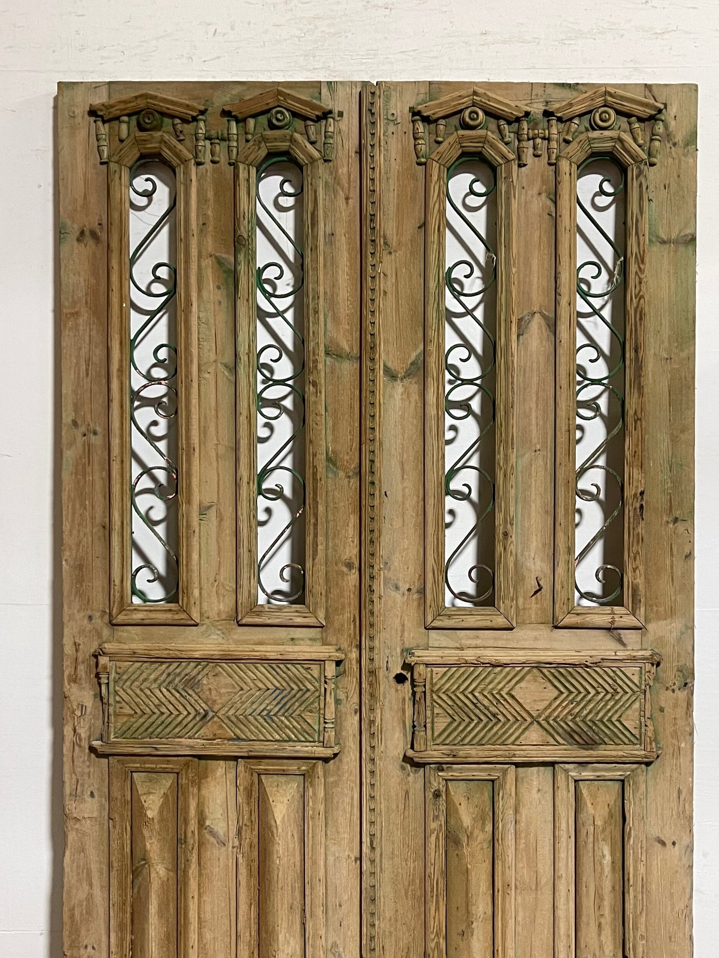 Antique French Panel Doors with Metal (94 x 27.5) I010