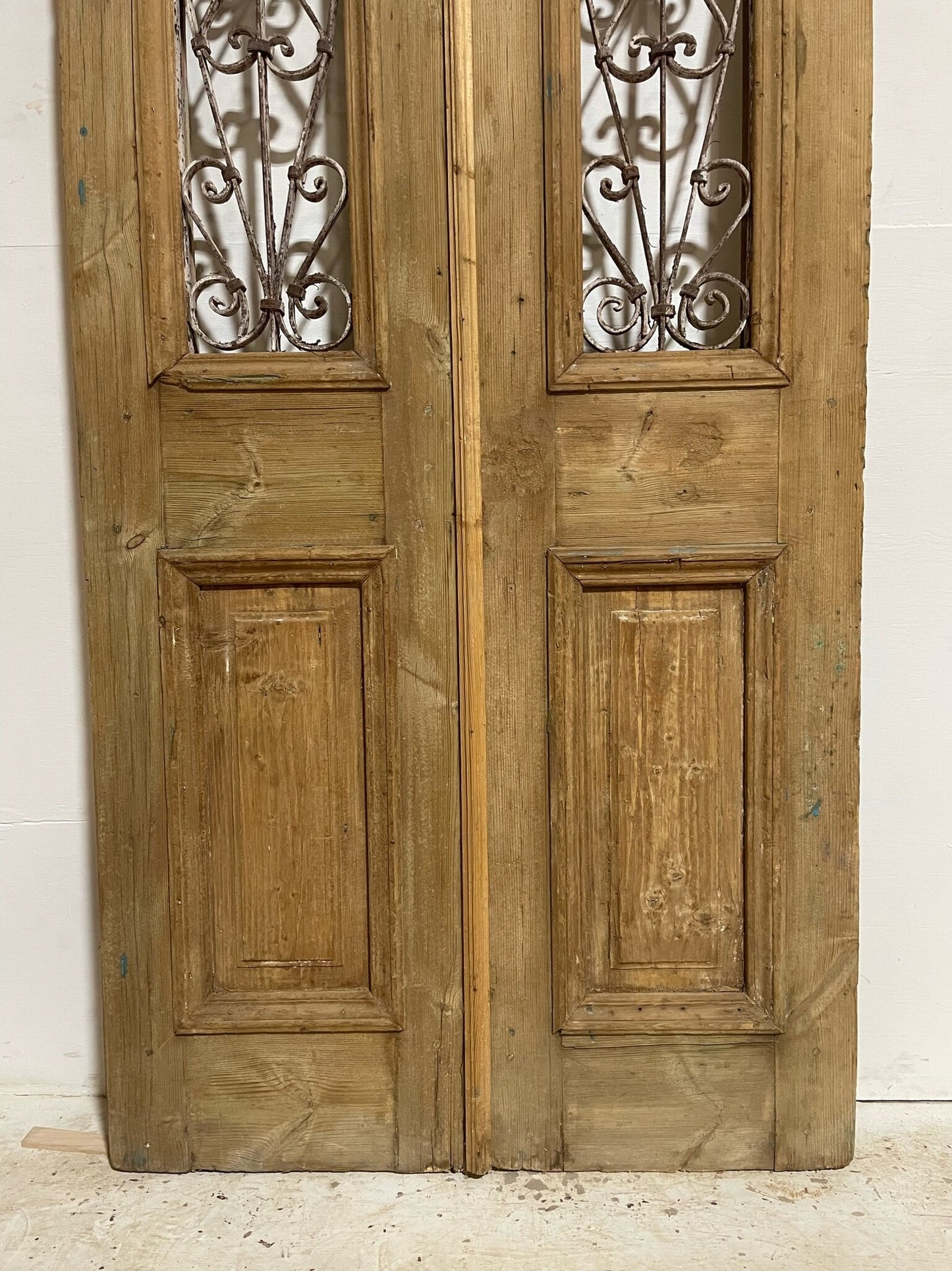 Antique French door (92x38.5) with metal E16