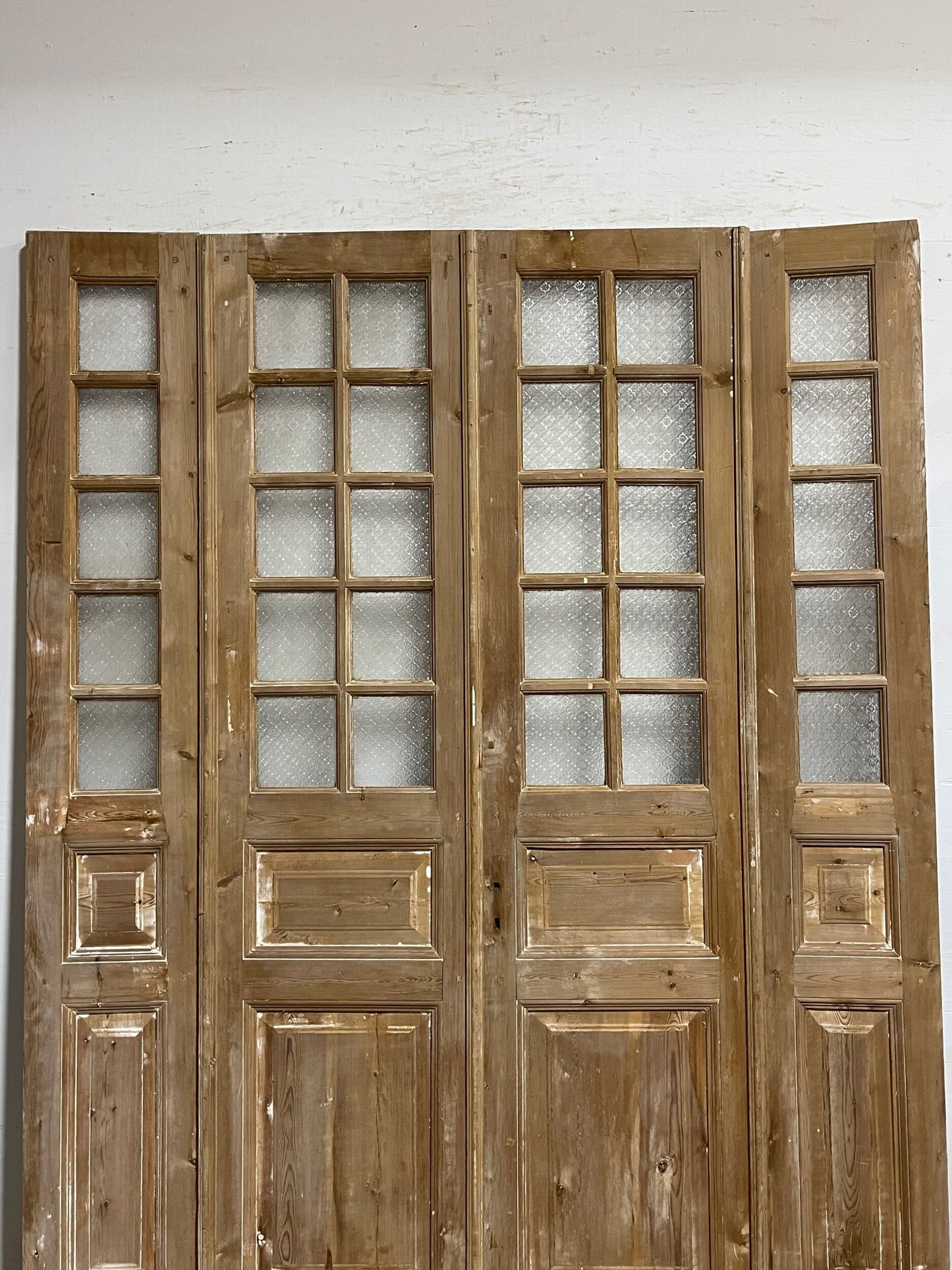 Antique French panel doors with glass (97 x 75.5) I065