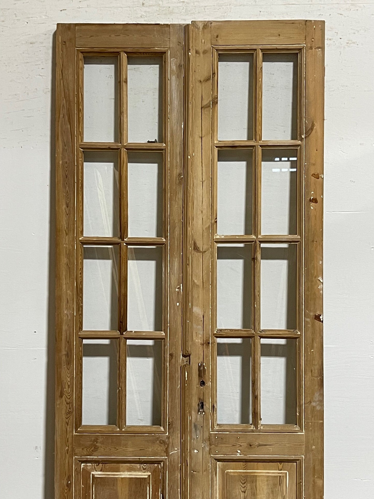 Antique french panel doors with glass (94 x 37) I040