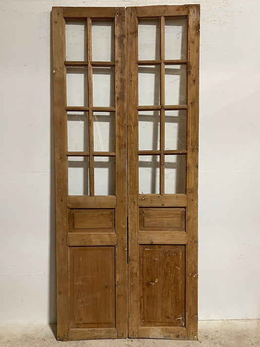 Antique French panel doors with glass (94 x 40.5) I068