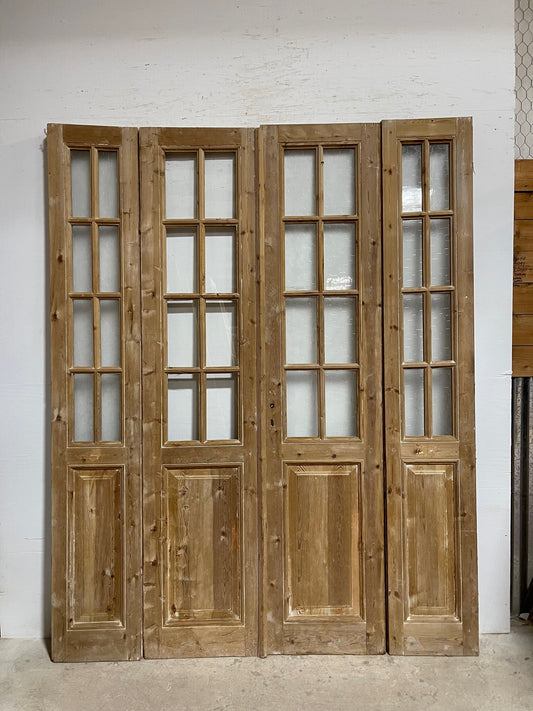 Antique French panel doors with glass (94 x 74) I061