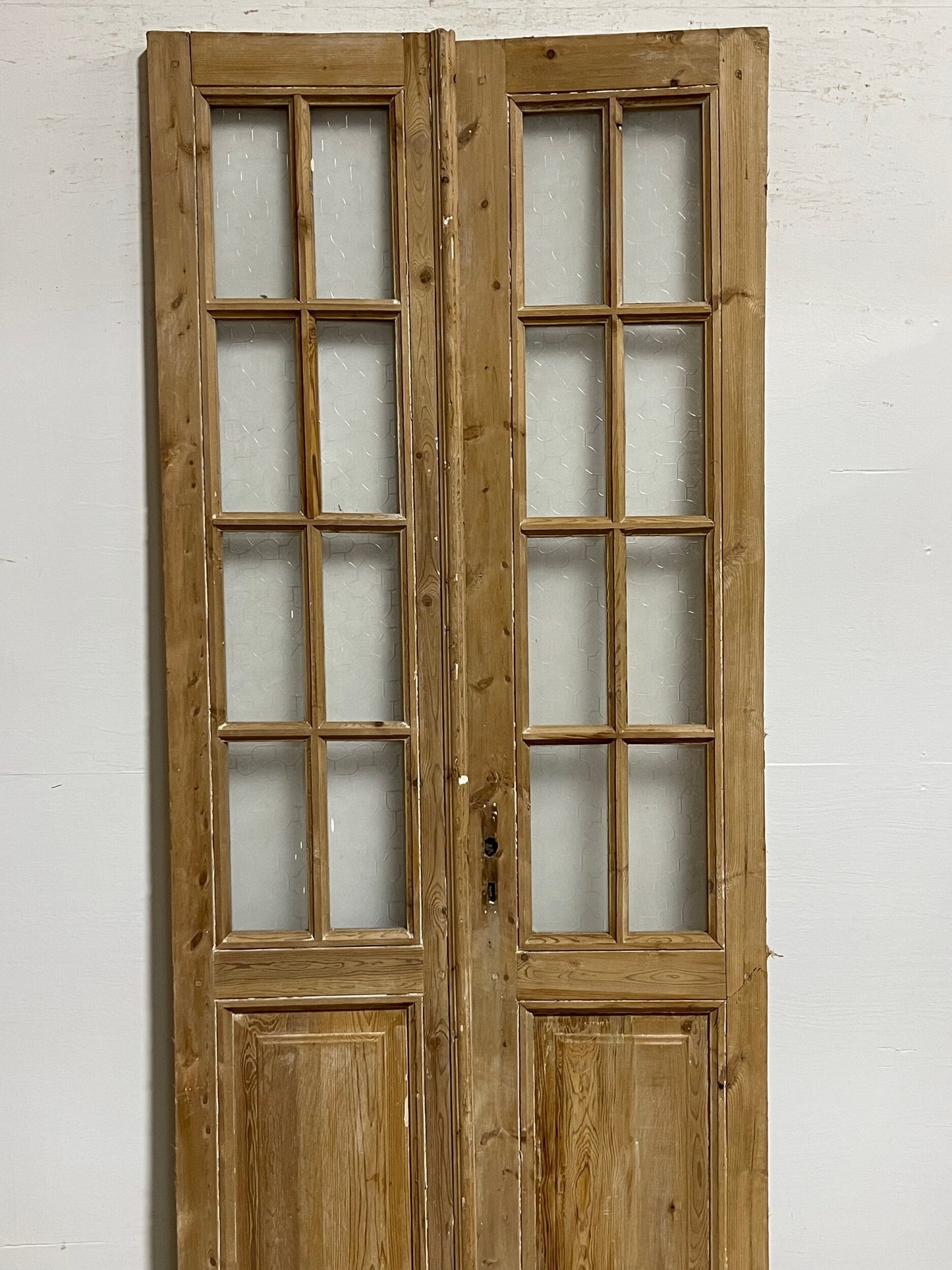 Antique French panel doors with glass (94 x 37) I062b