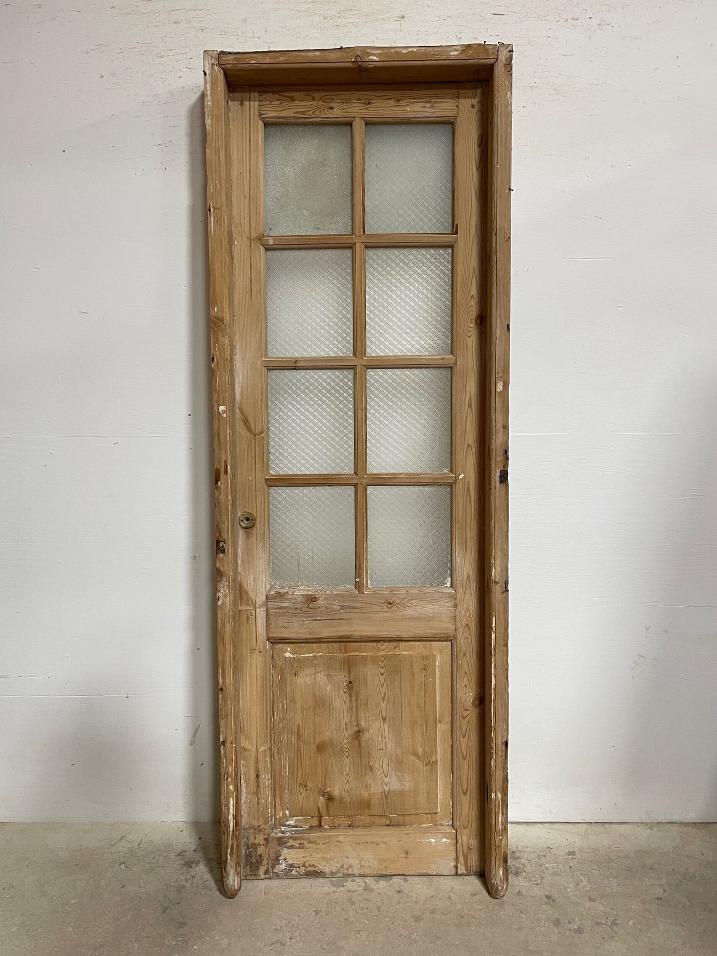 Antique French panel door with glass (F 86.5x30.5) (D 84.75x27.25) I231