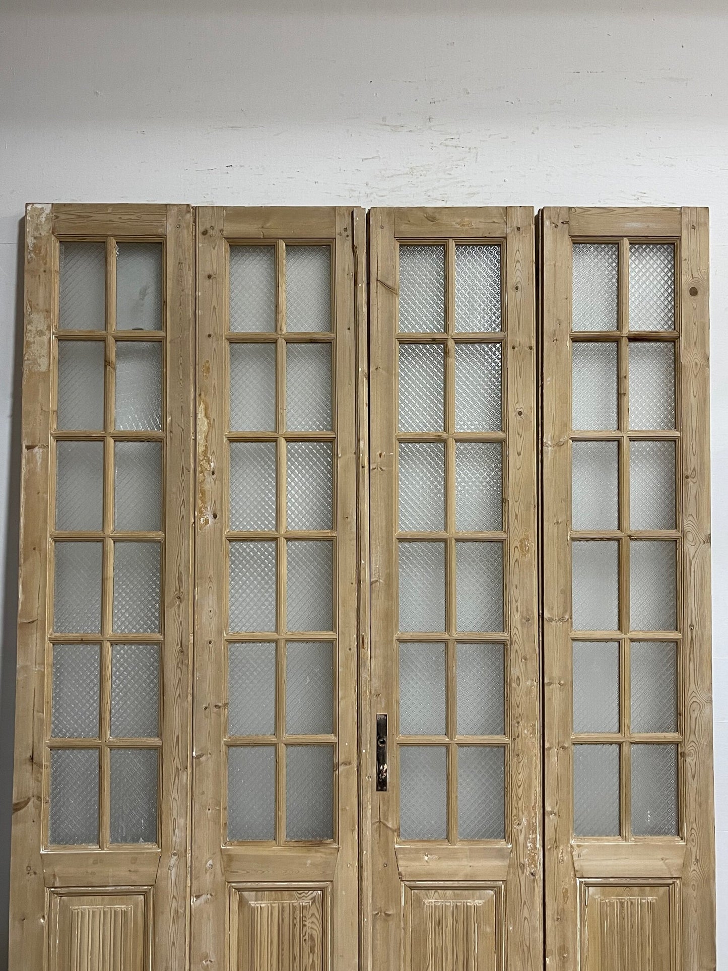 Antique French panel doors with glass (100 x 77) I063