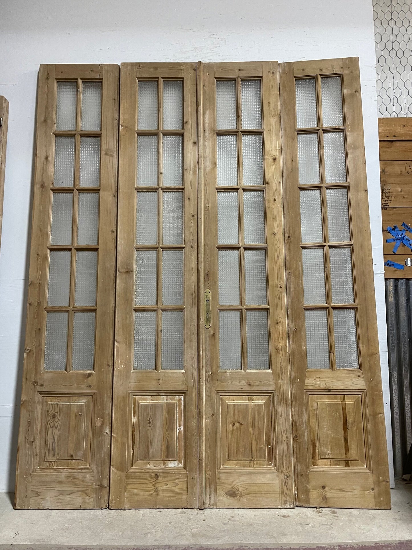 Antique French panel doors with glass (100 x 76.25) I046