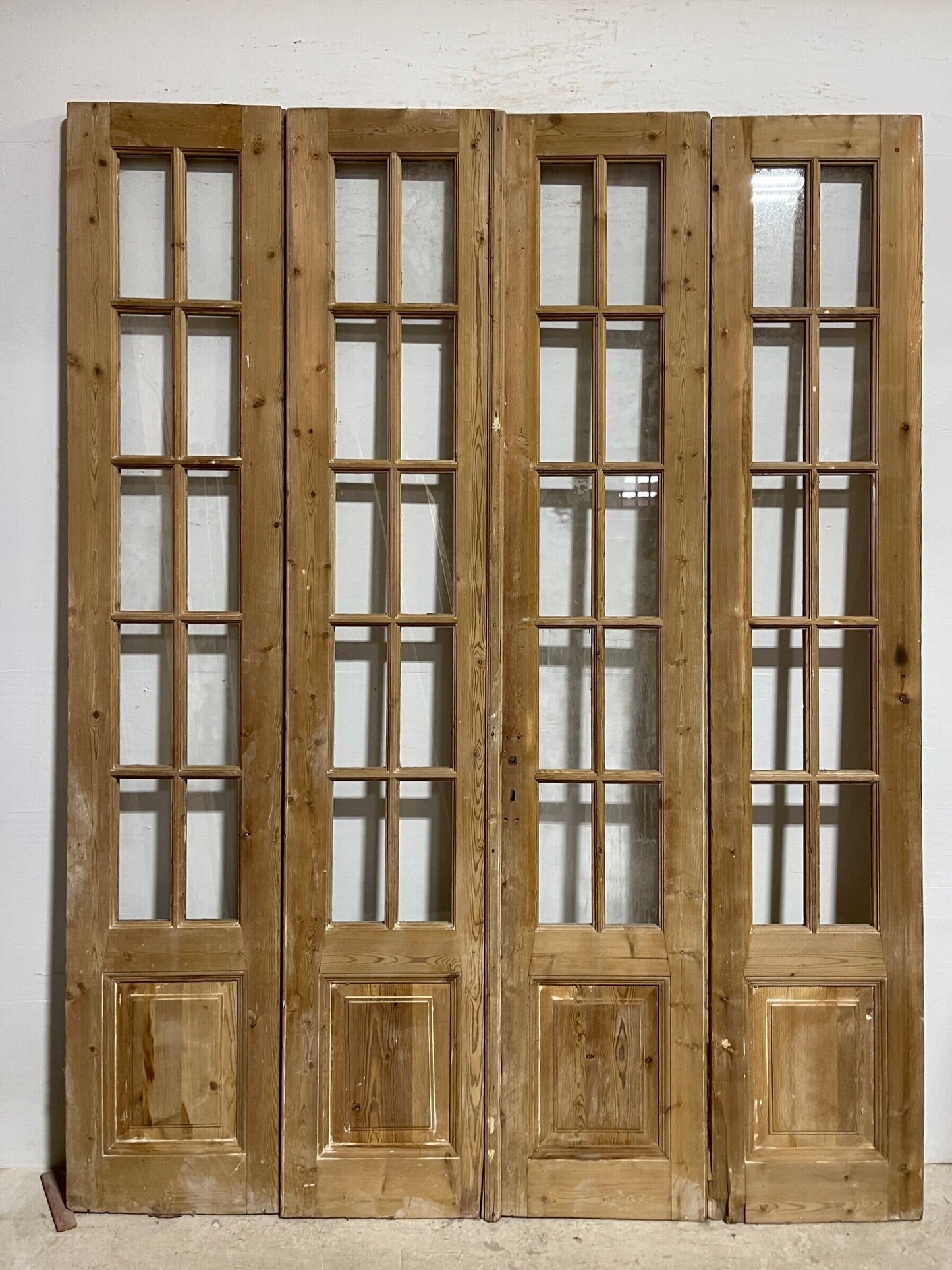 Antique french panel doors with glass (88 x 96.25) I064