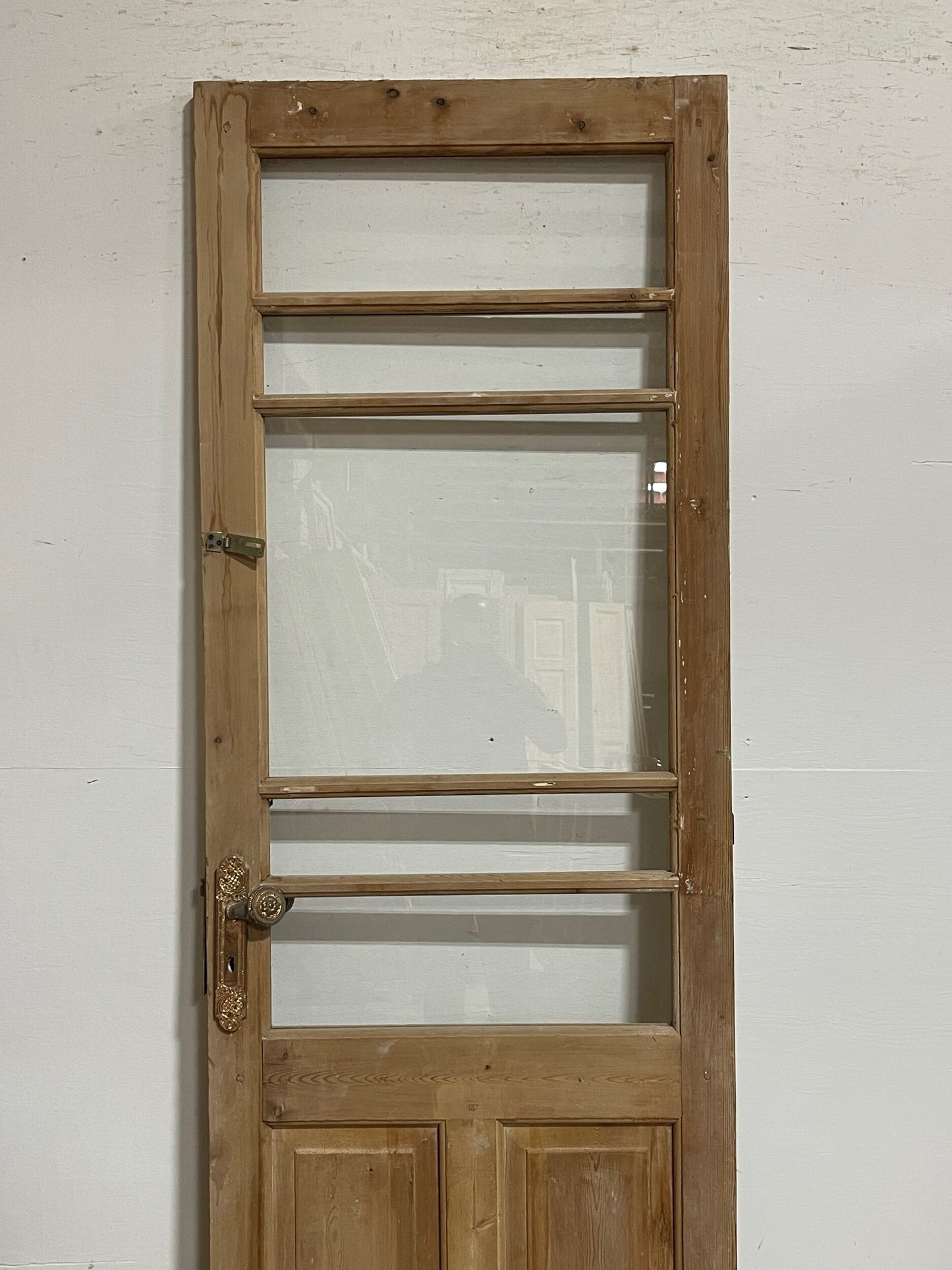 Antique French panel door with glass (89.5x31) I219