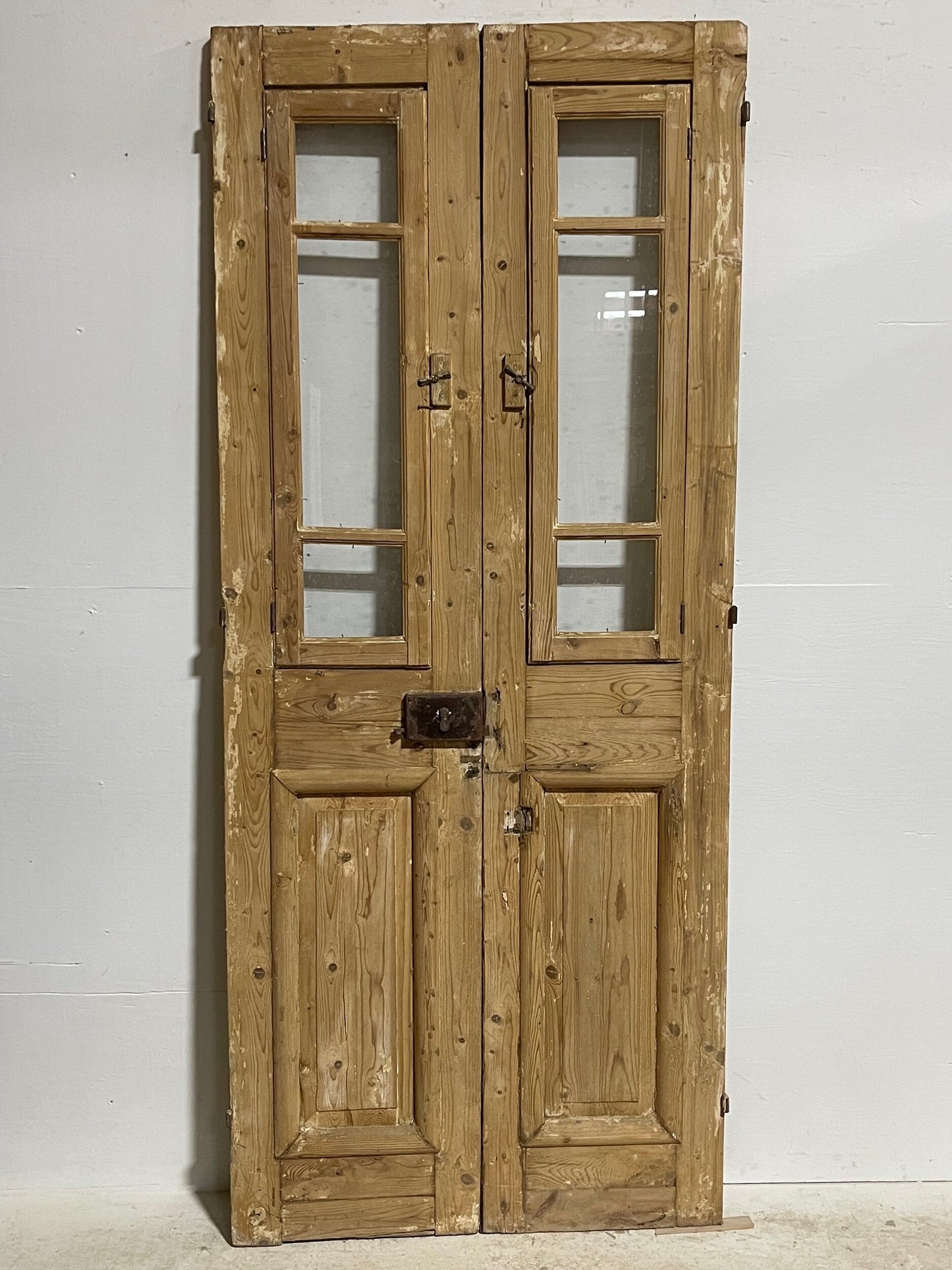 Antique French doors with glass (87x36.5) H0100s