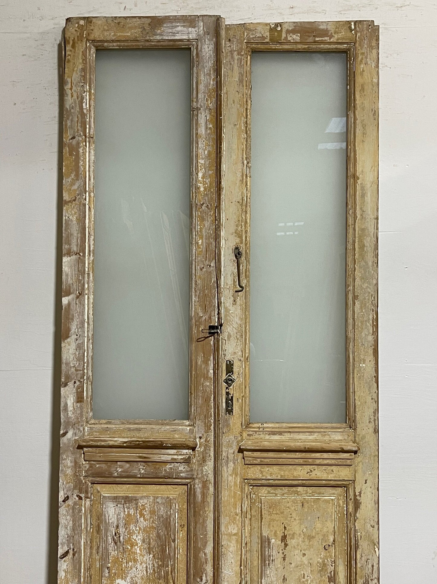 Antique French panel doors with glass (96.5 x 44) I021