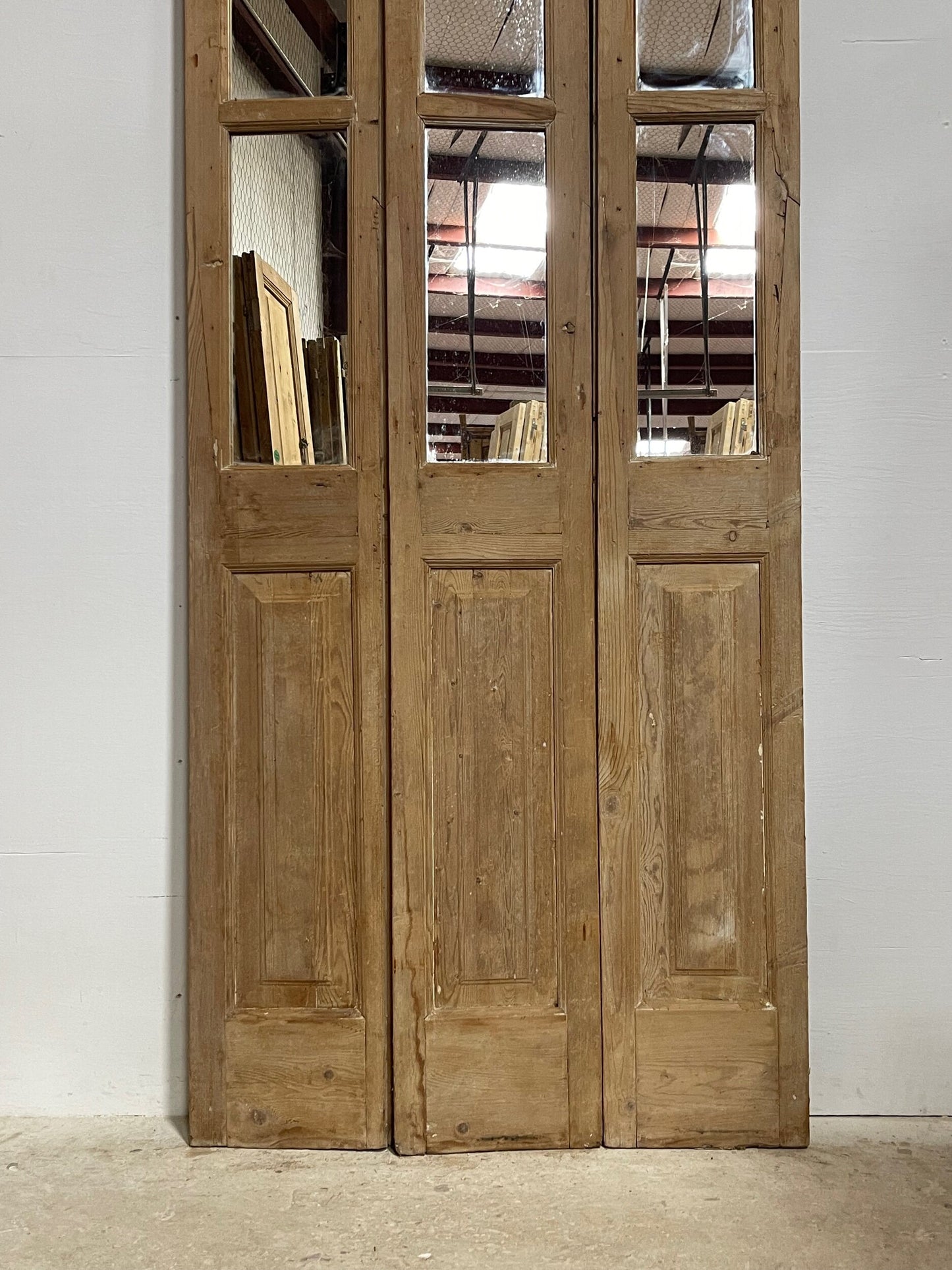 Antique French doors with mirror(106.25x37) H0233s
