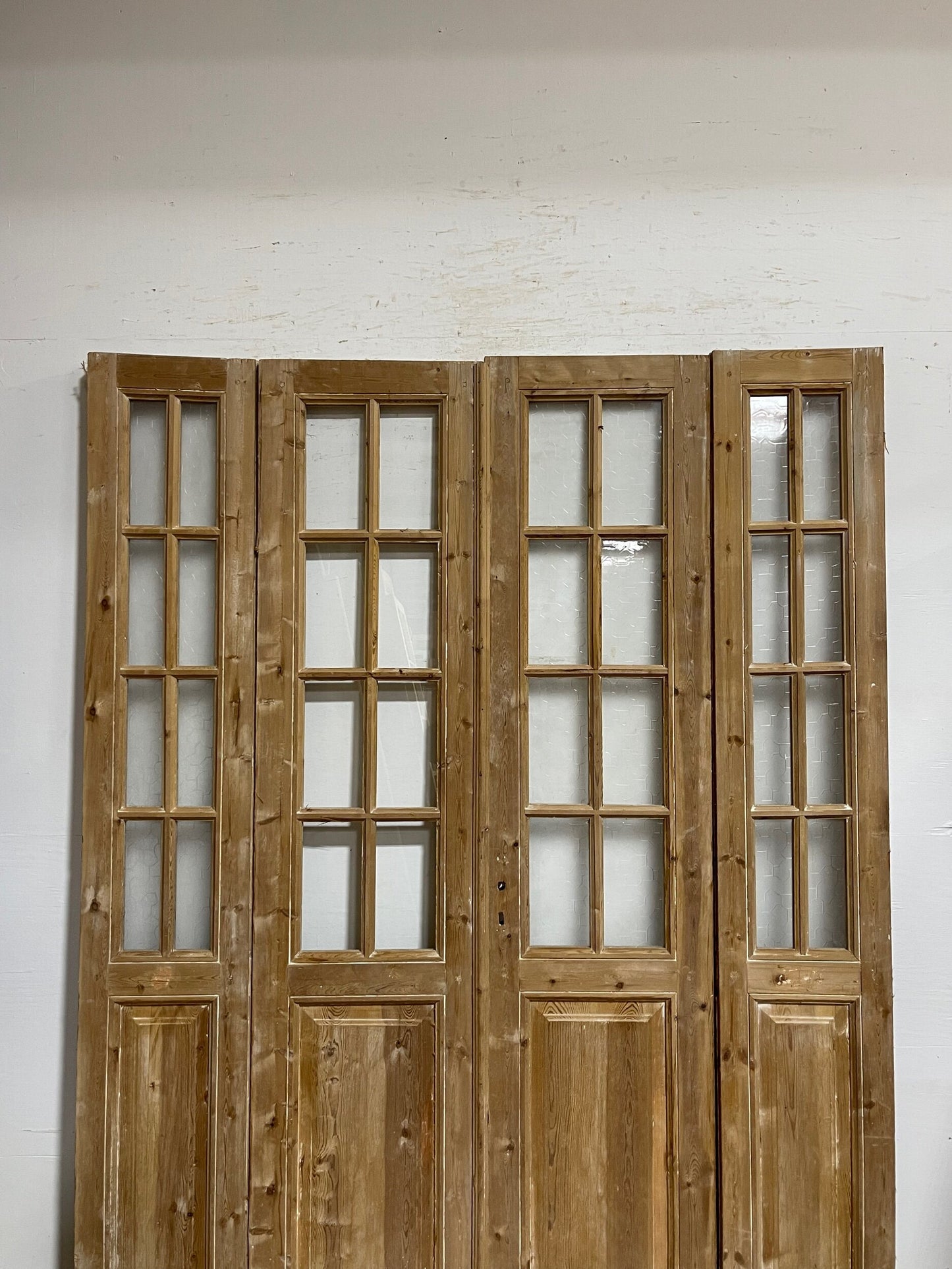 Antique French panel doors with glass (94 x 74) I061