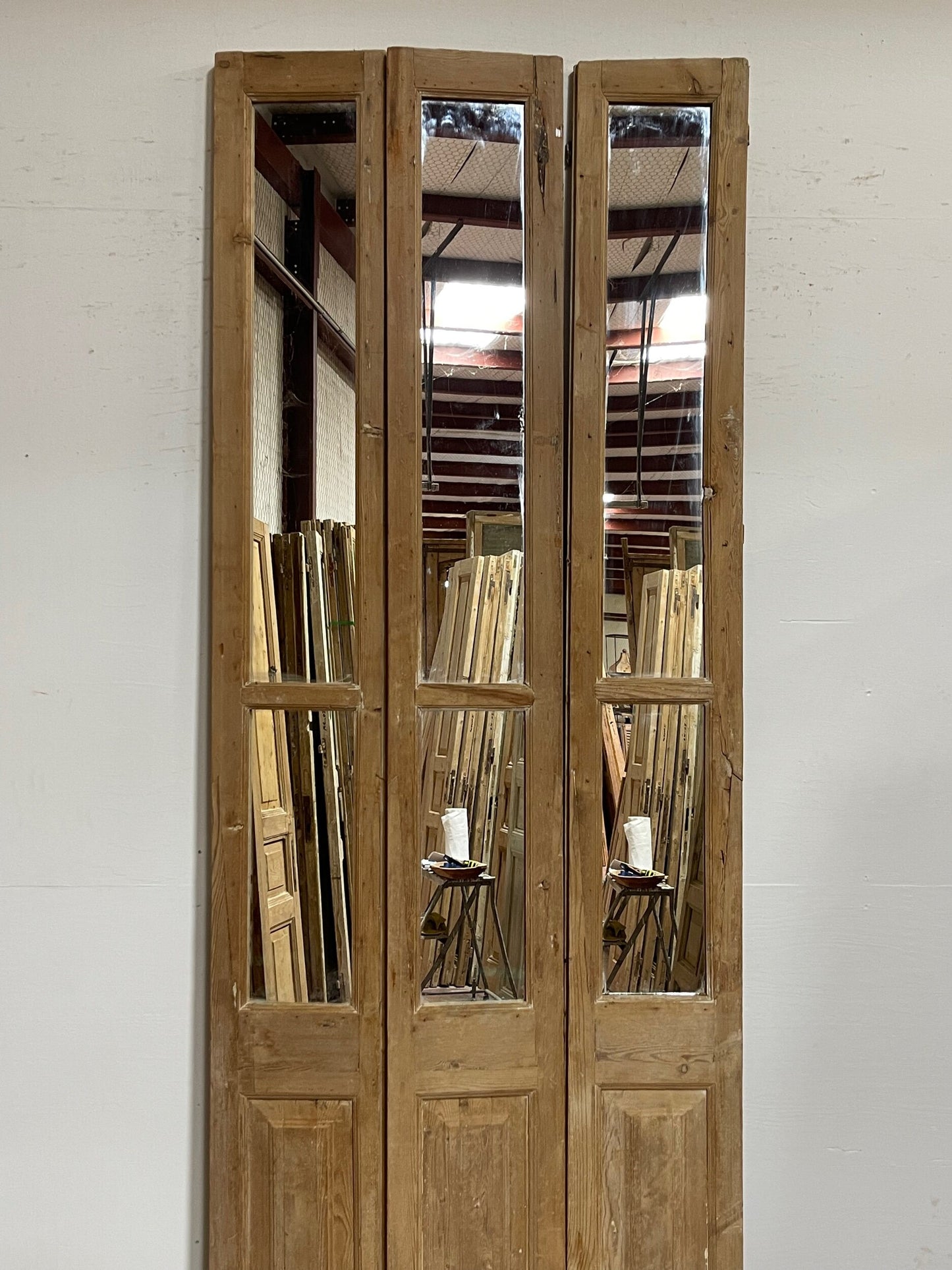 Antique French doors with mirror(106.25x37) H0233s