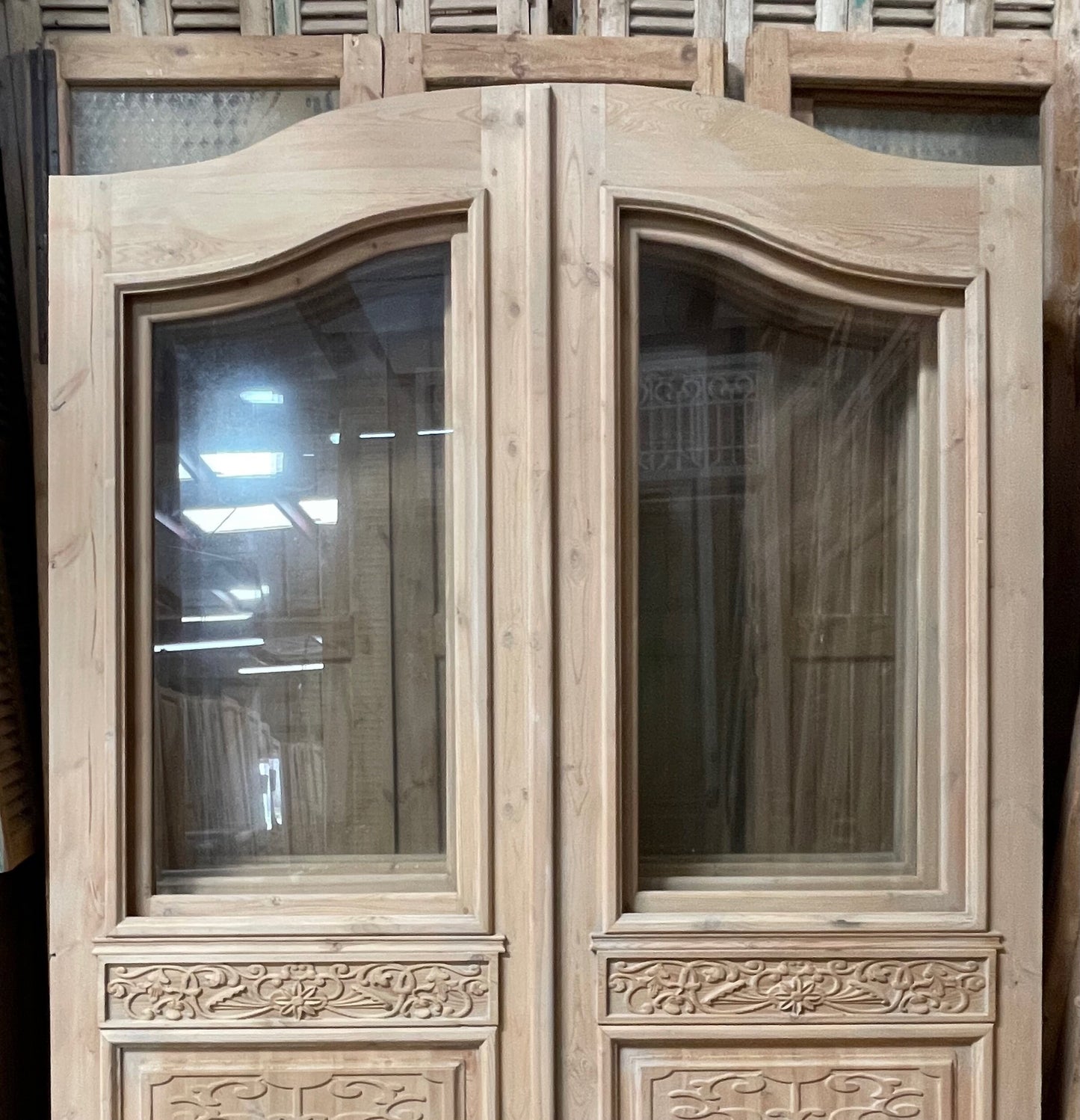 French panel doors with glass (96 x 72.25) I052