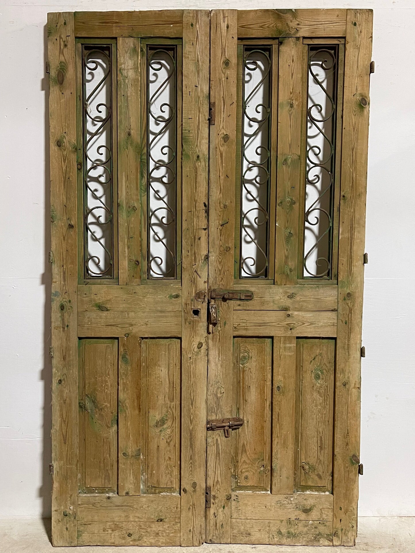 Antique French Panel Doors with Metal (94 x 27.5) I010