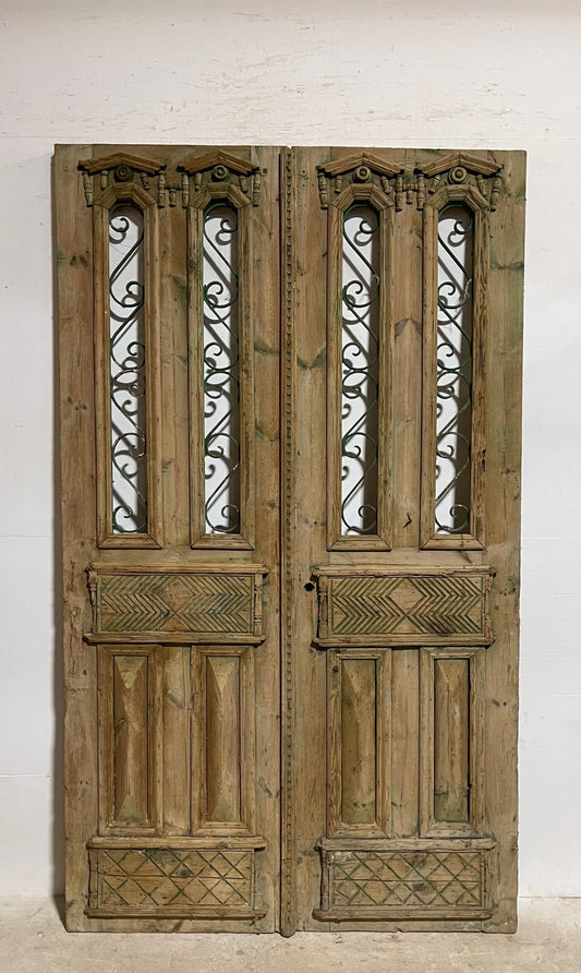 Antique French Panel Doors with Metal (94 x 27.5) I010