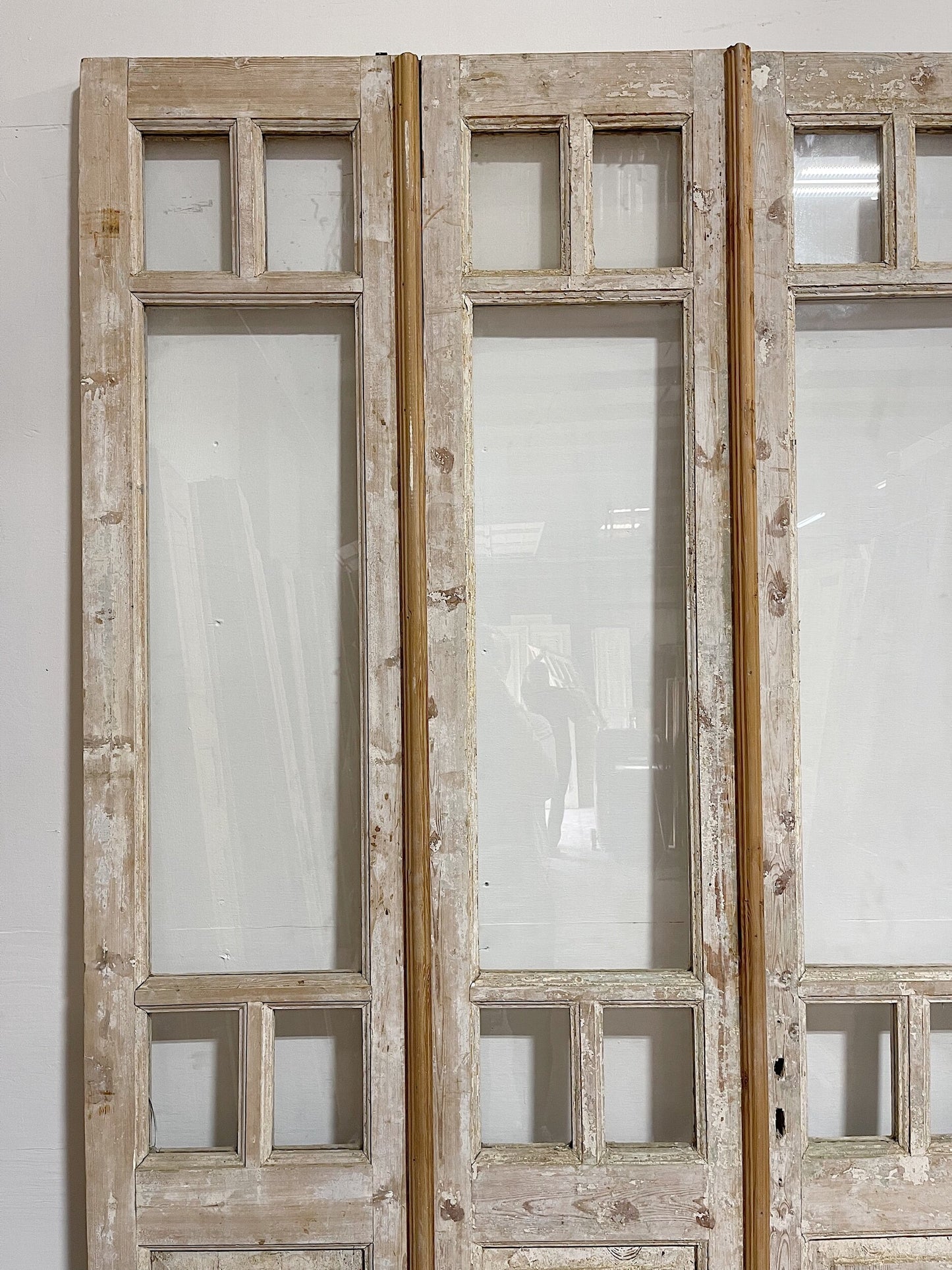 Antique French doors (99x76) with glass, 4 piece set E1122