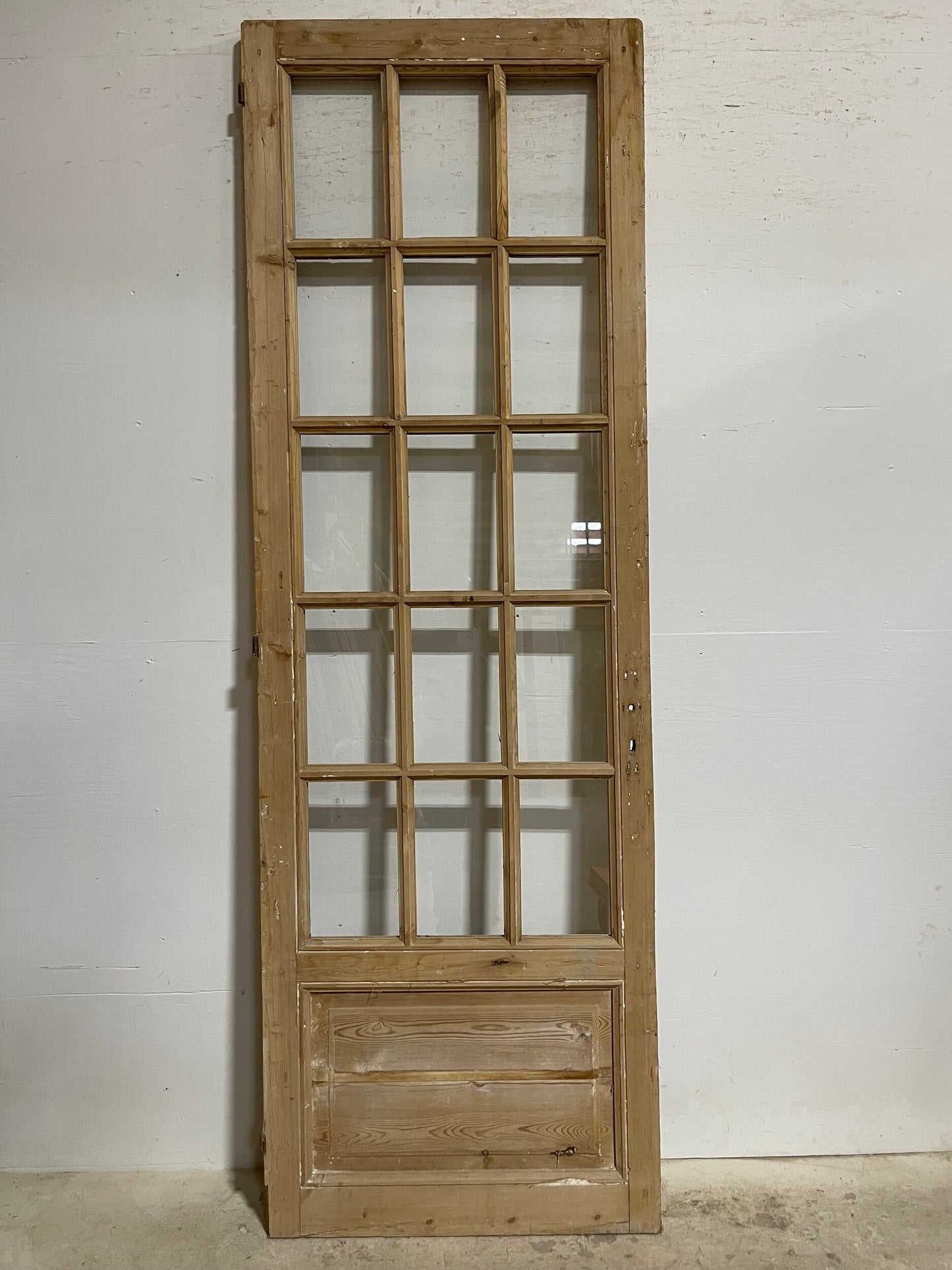 Antique French panel door with glass (98x32) I230