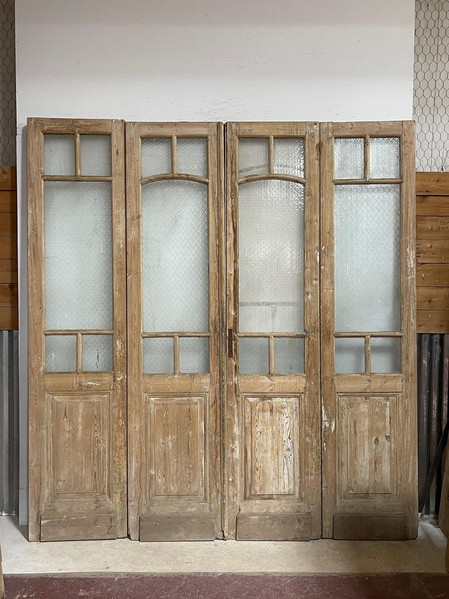Antique French doors with glass (99x92) H0237s