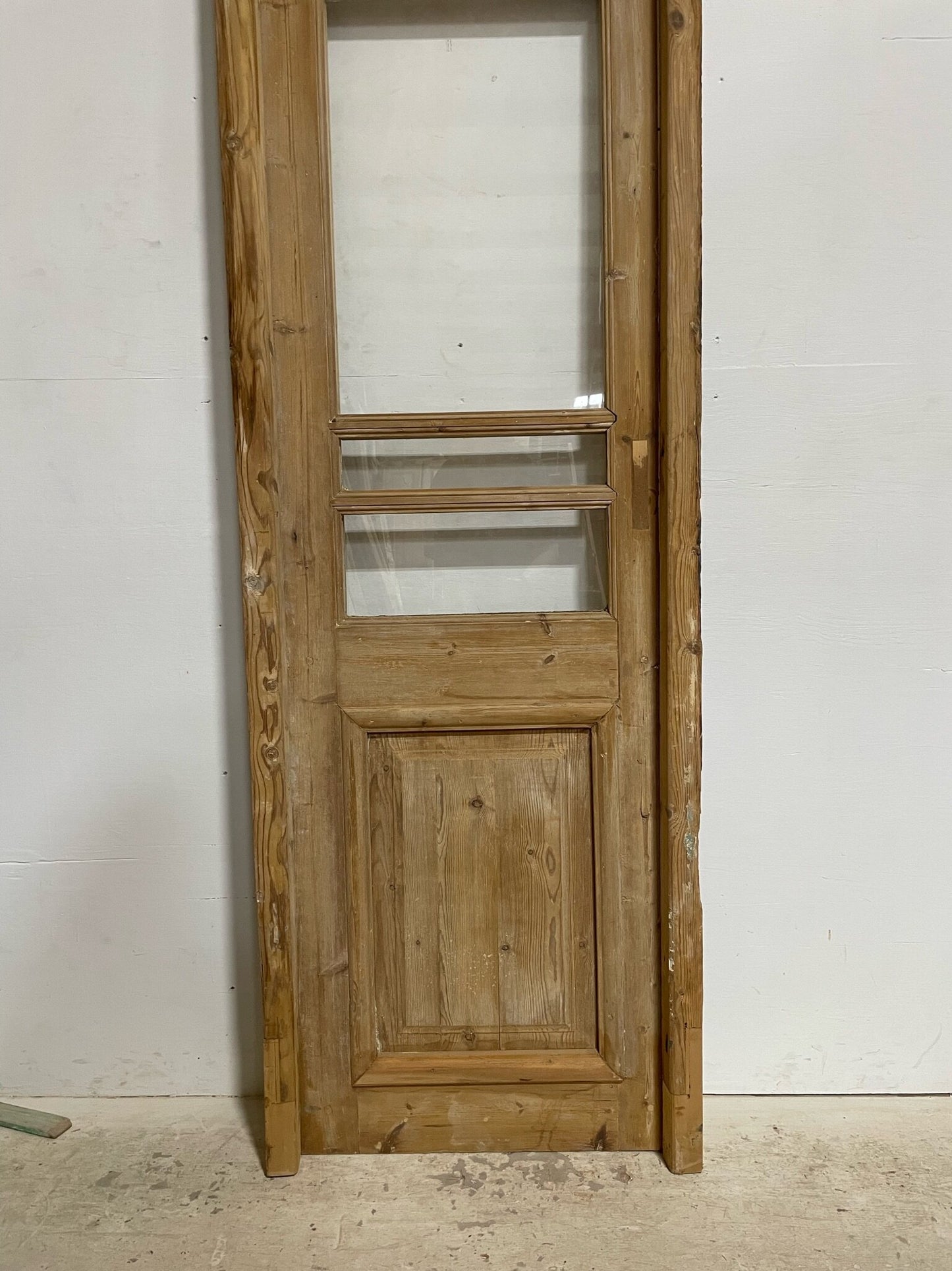 Antique French door (frame 87.25x27, door 85x23) with glass F0632