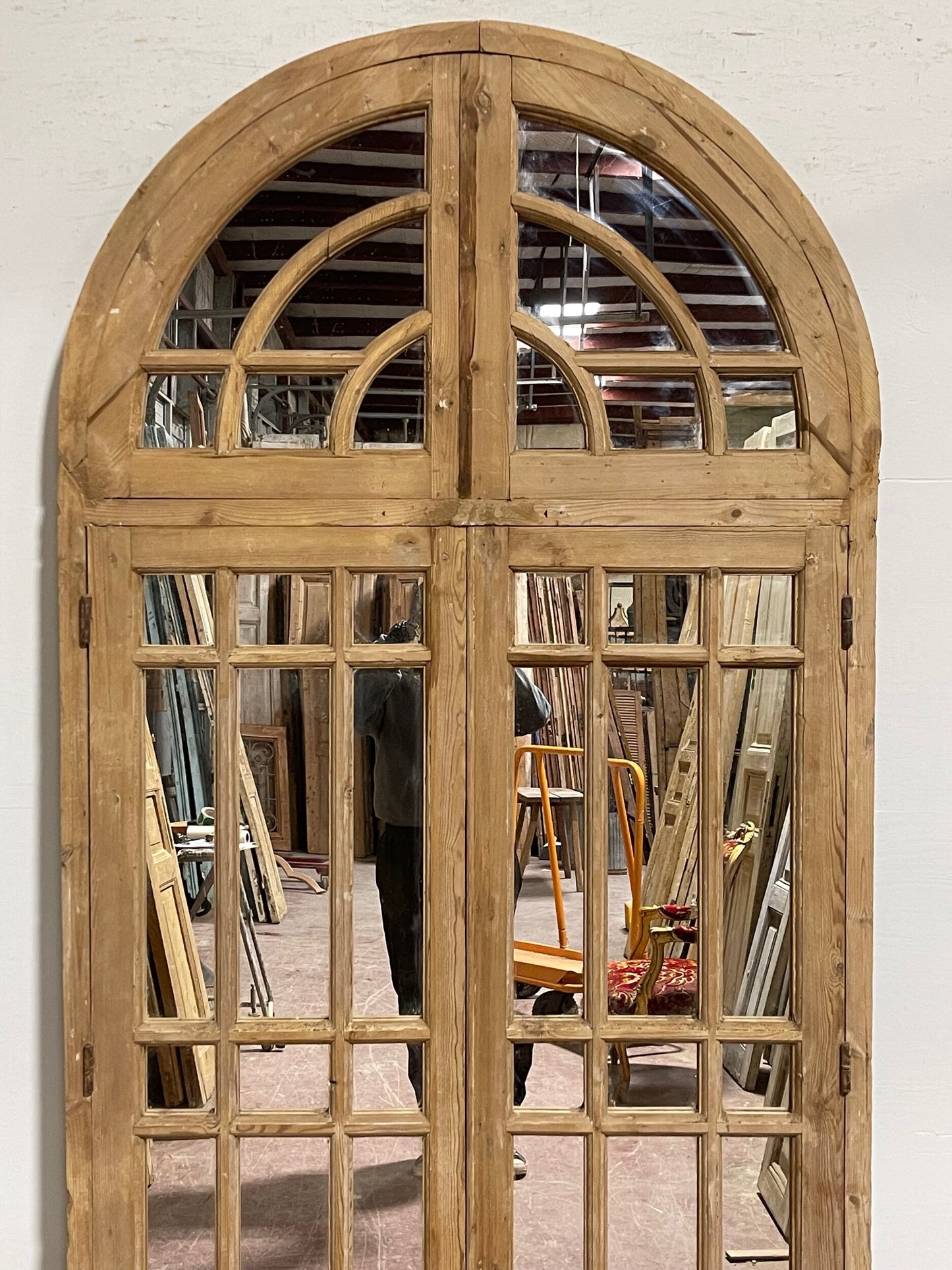 Framed arched panel mirror (91.75x45) H0291s