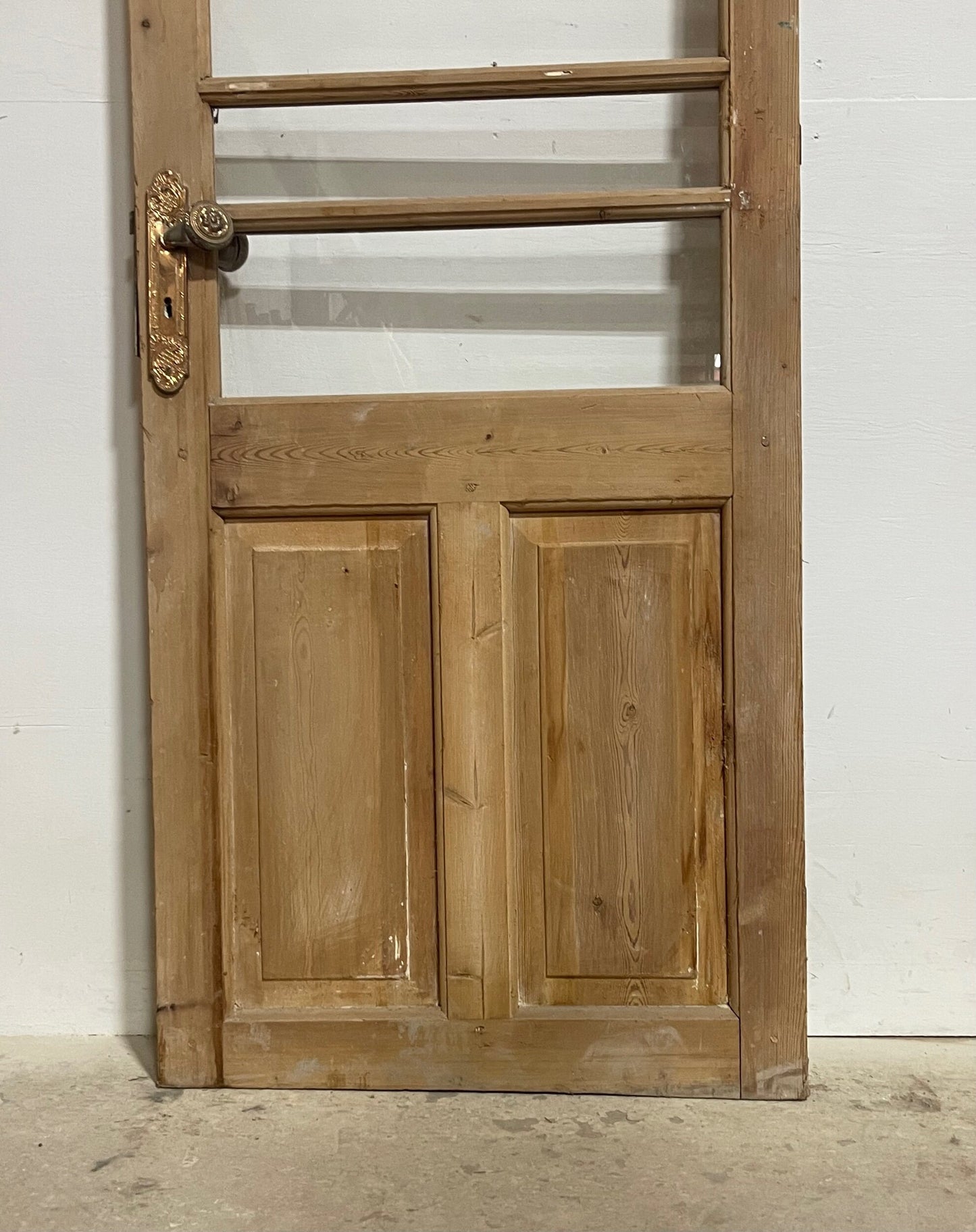 Antique French panel door with glass (89.5x31) I219
