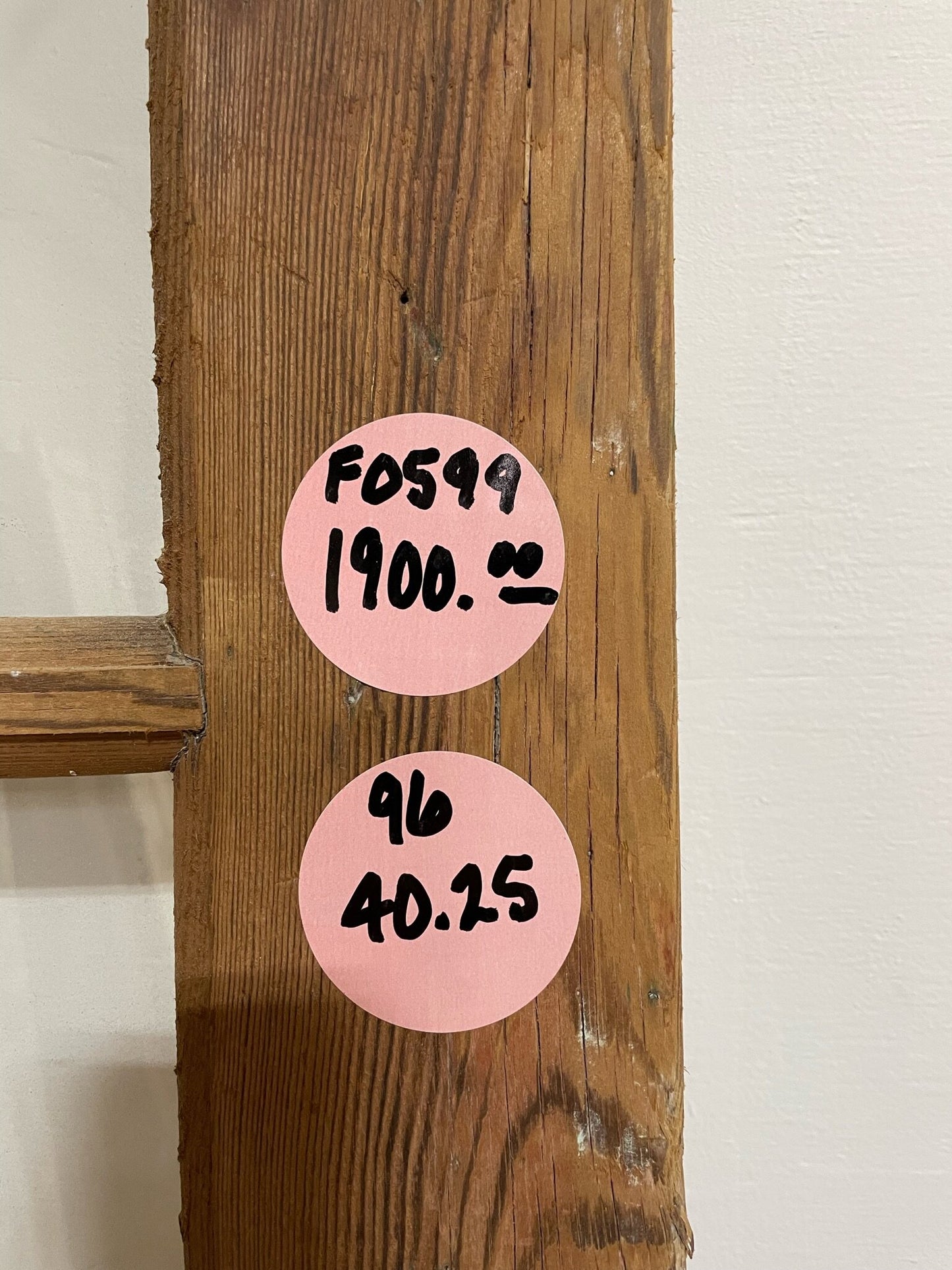 Antique French door (96x40.25) with glass F0599