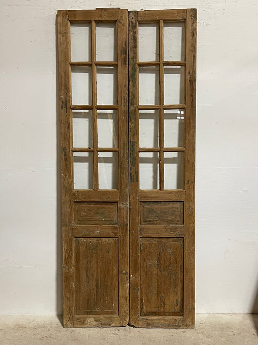 Antique french panel doors with glass (94.5 x 40) I067
