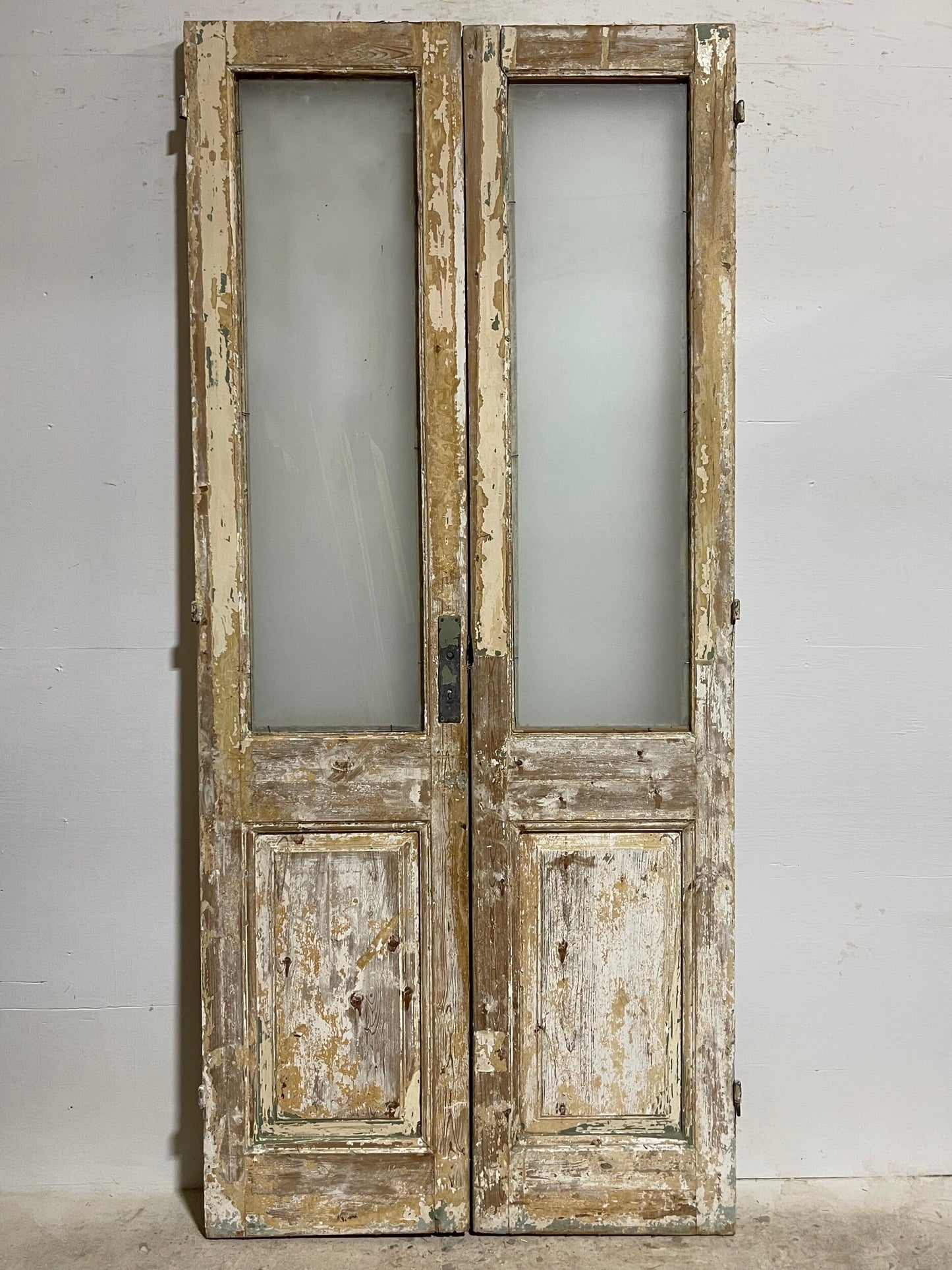 Antique French paenl doors with glass (97.75 x 43) I020