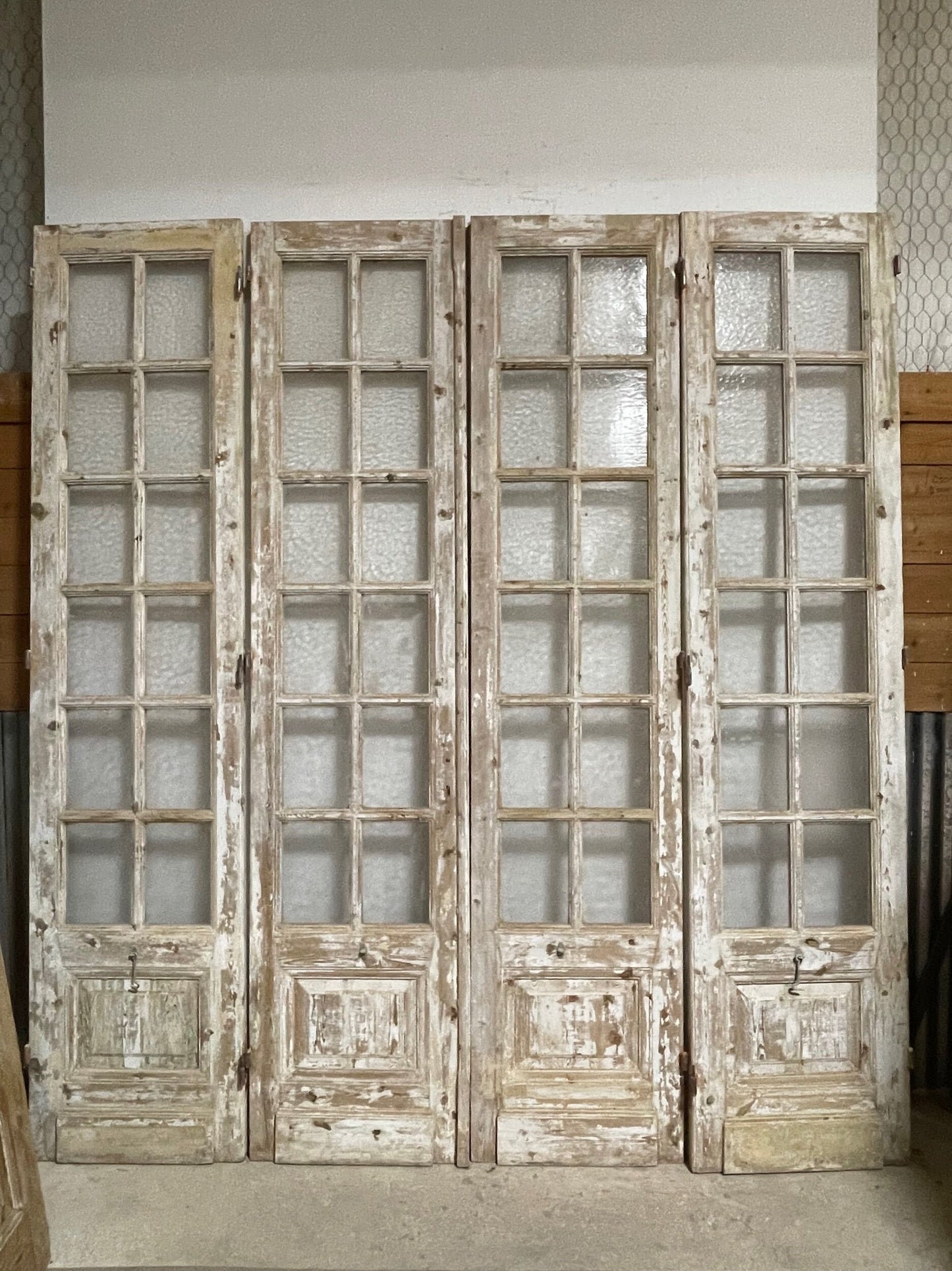 Antique French panel doors with glass (104.5 x 96) I047