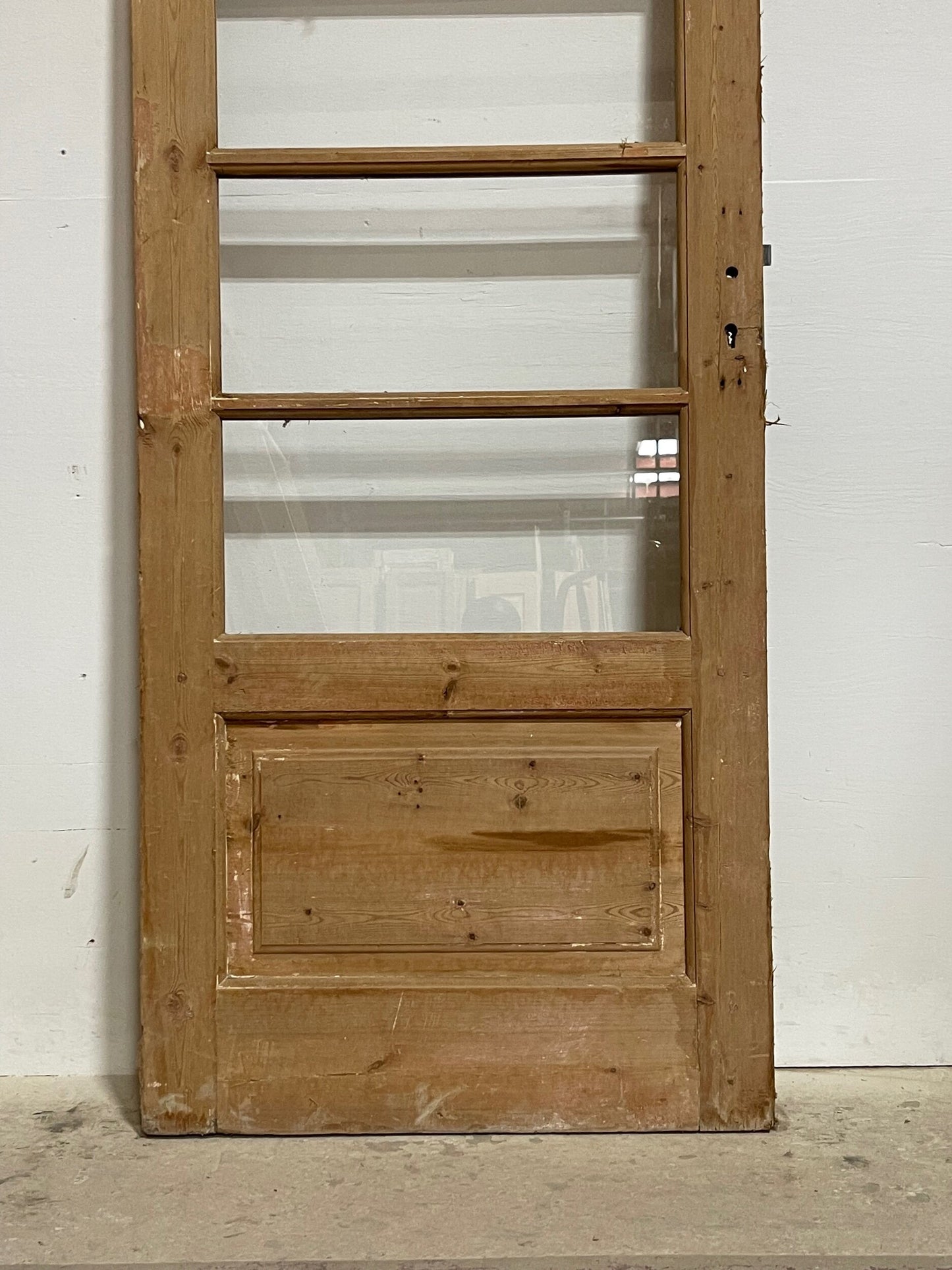 Antique French panel door with glass (89x31.25) I222