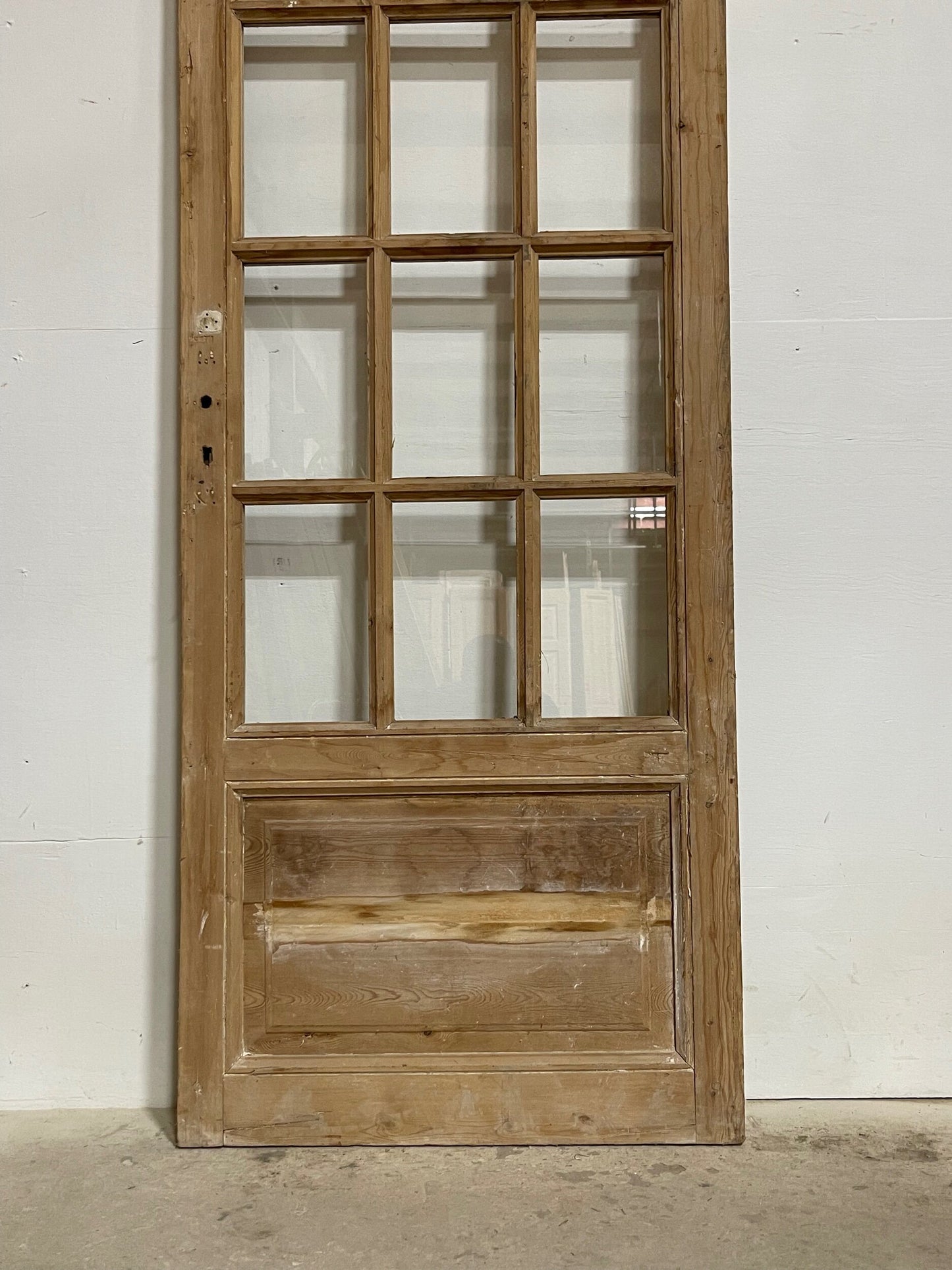 Antique French panel door with glass (98x32) I230