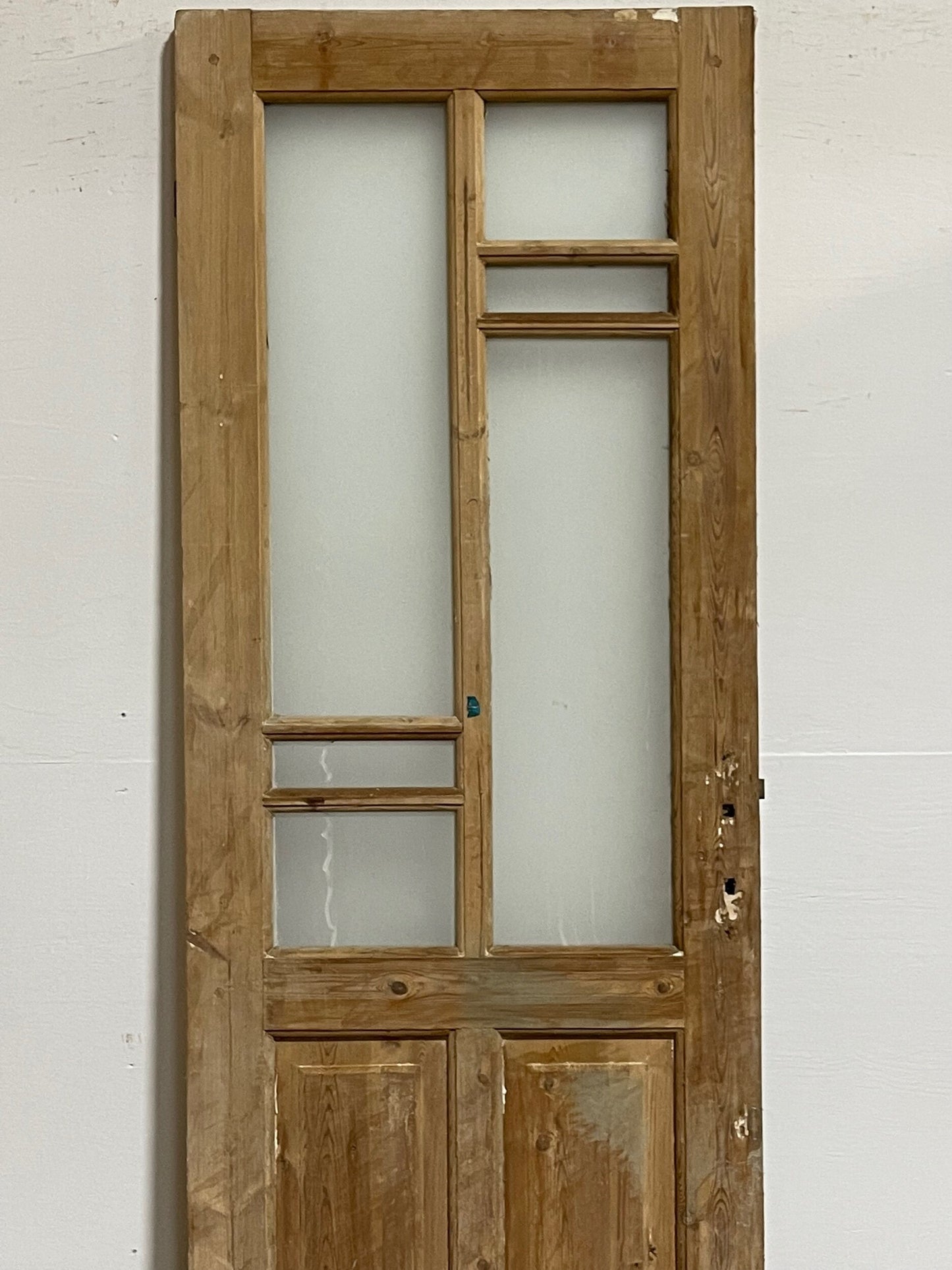 Antique French panel door with glass (85x28.25) I218